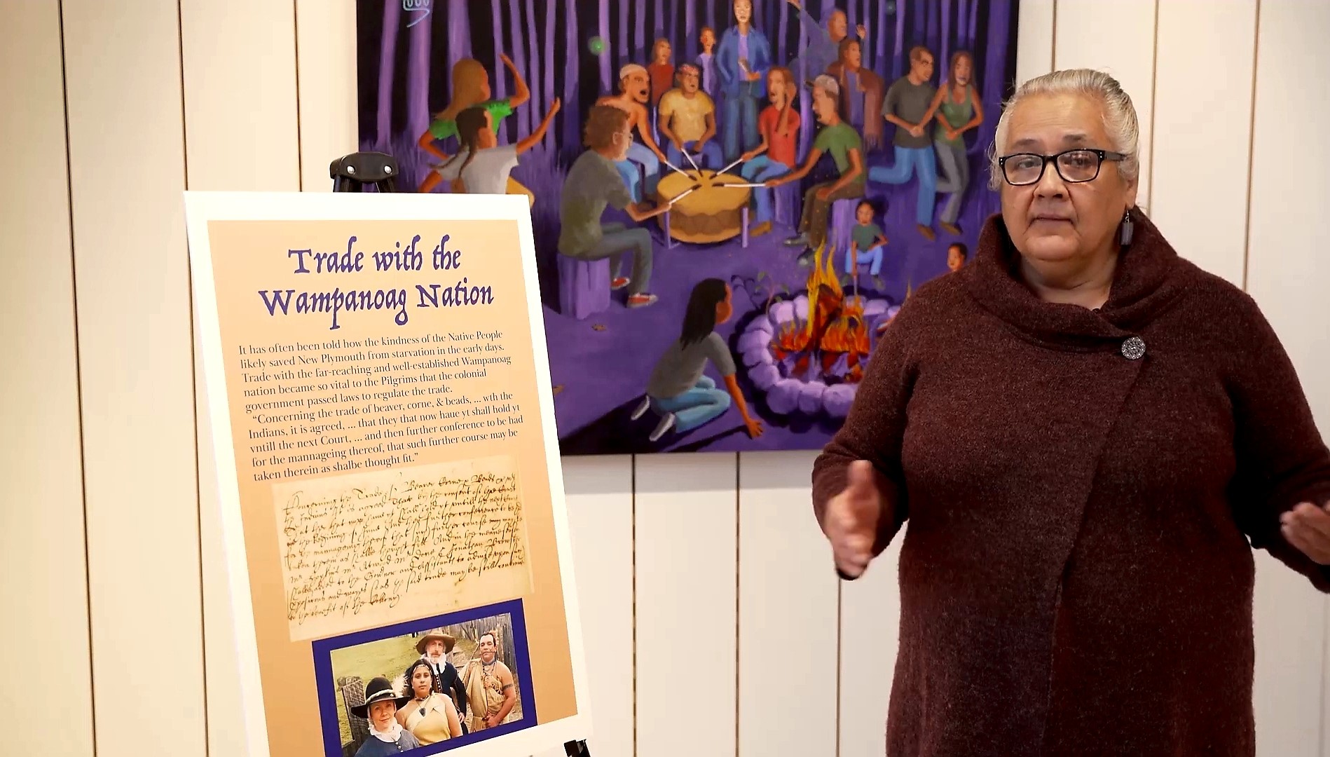 In the documentary, Wampanoag scholar Linda Coombs provides a Native American perspective to the Colonial story.