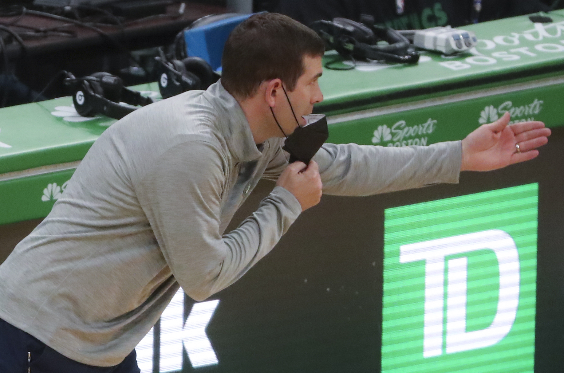 Brad Stevens gestures to his team during a recent game at TD Garden.