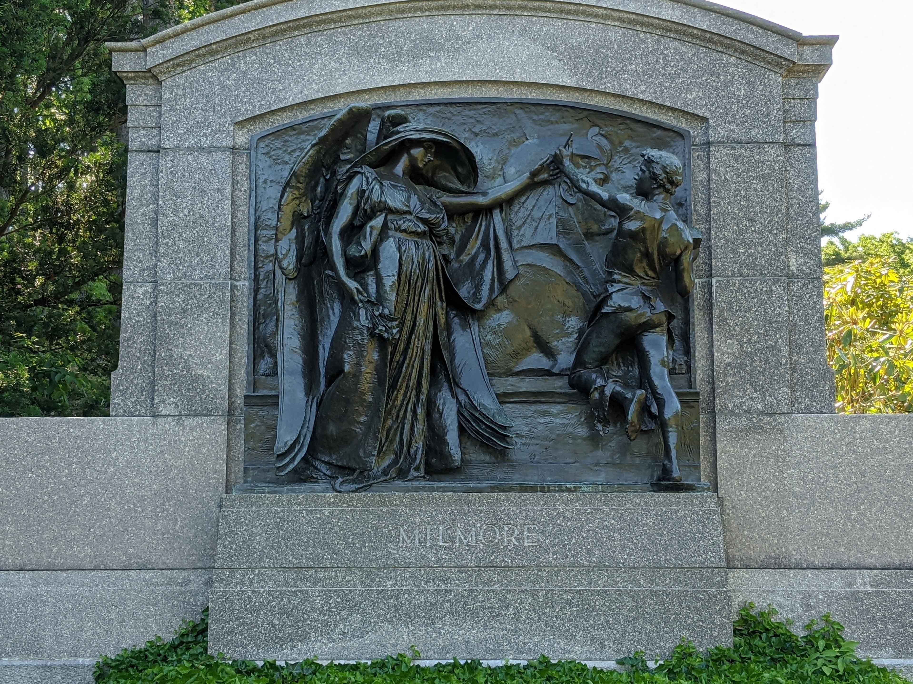 Death Remains the Hand of the Sculptor ″ (1892) by Daniel Chester French is one of the most famous sculptures in Forest Hills Cemetery.