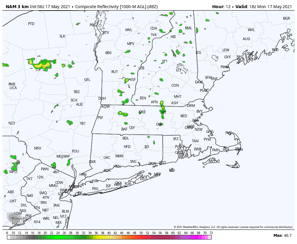 A few widely scattered showers are likely Monday afternoon.