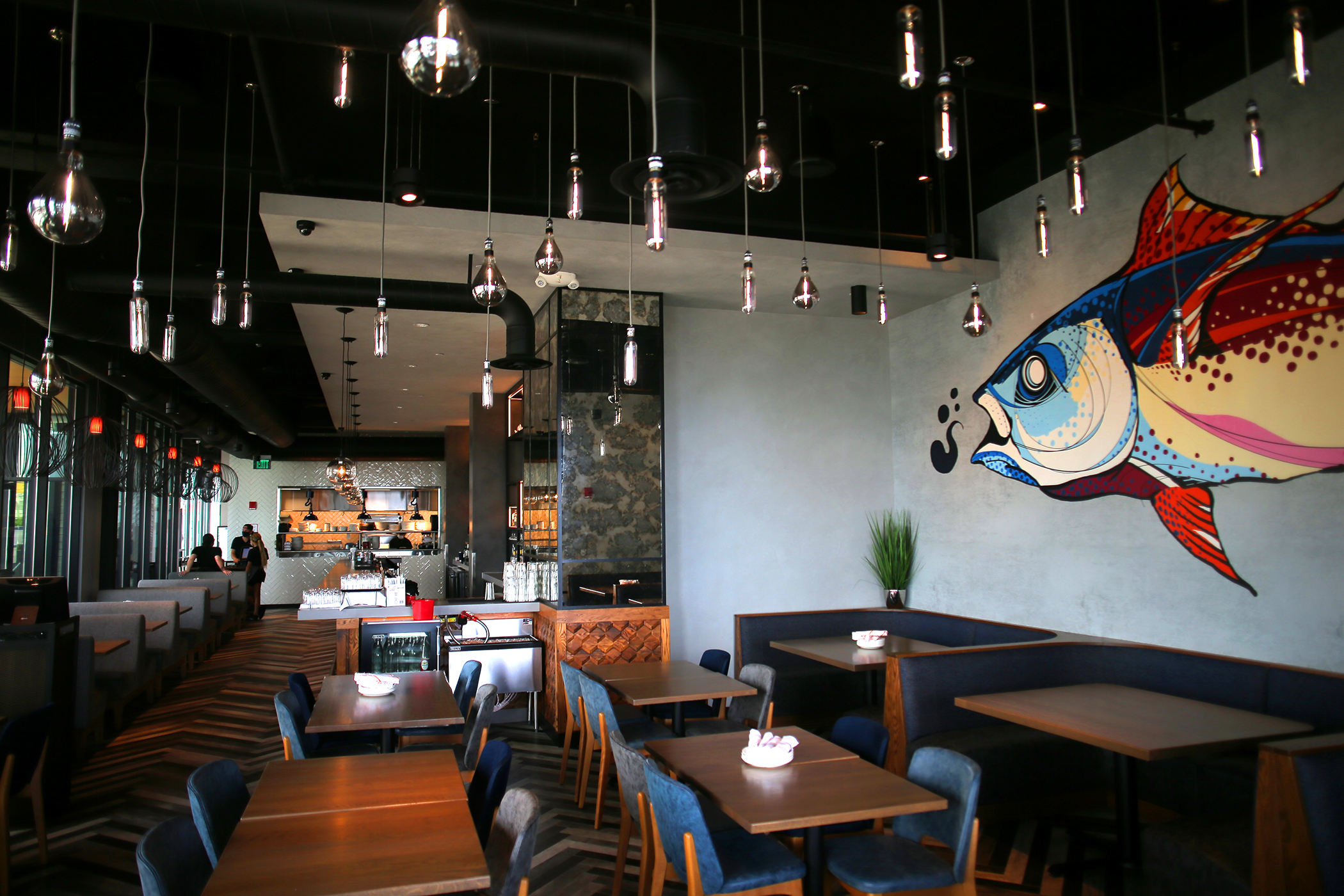 The interior of Dryft restaurant at lunchtime.