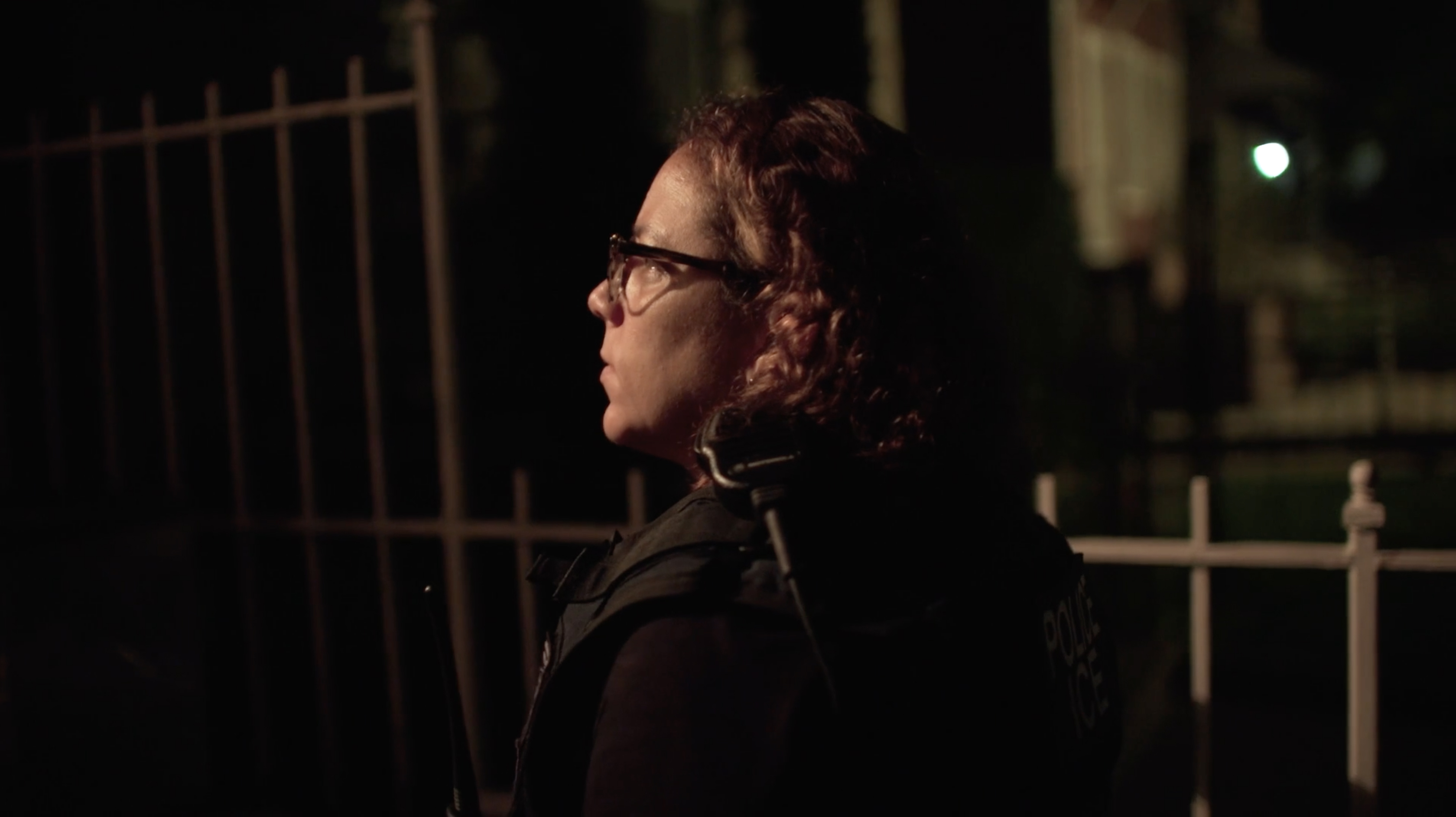 Judy walking at night prior to an ICE raid, in "Five Years North."