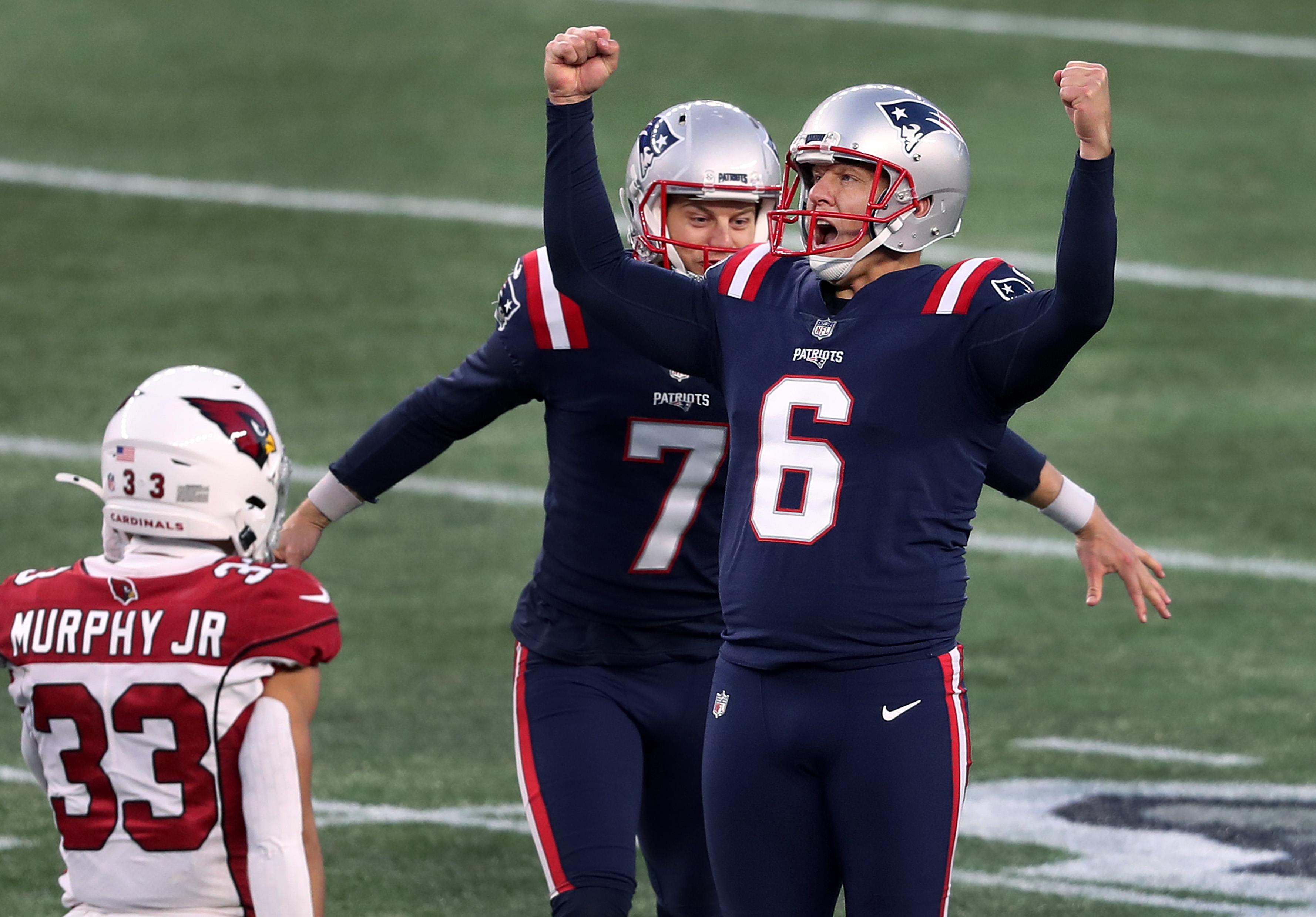 Nick Folk celebrates his game winner against the Cardinals.