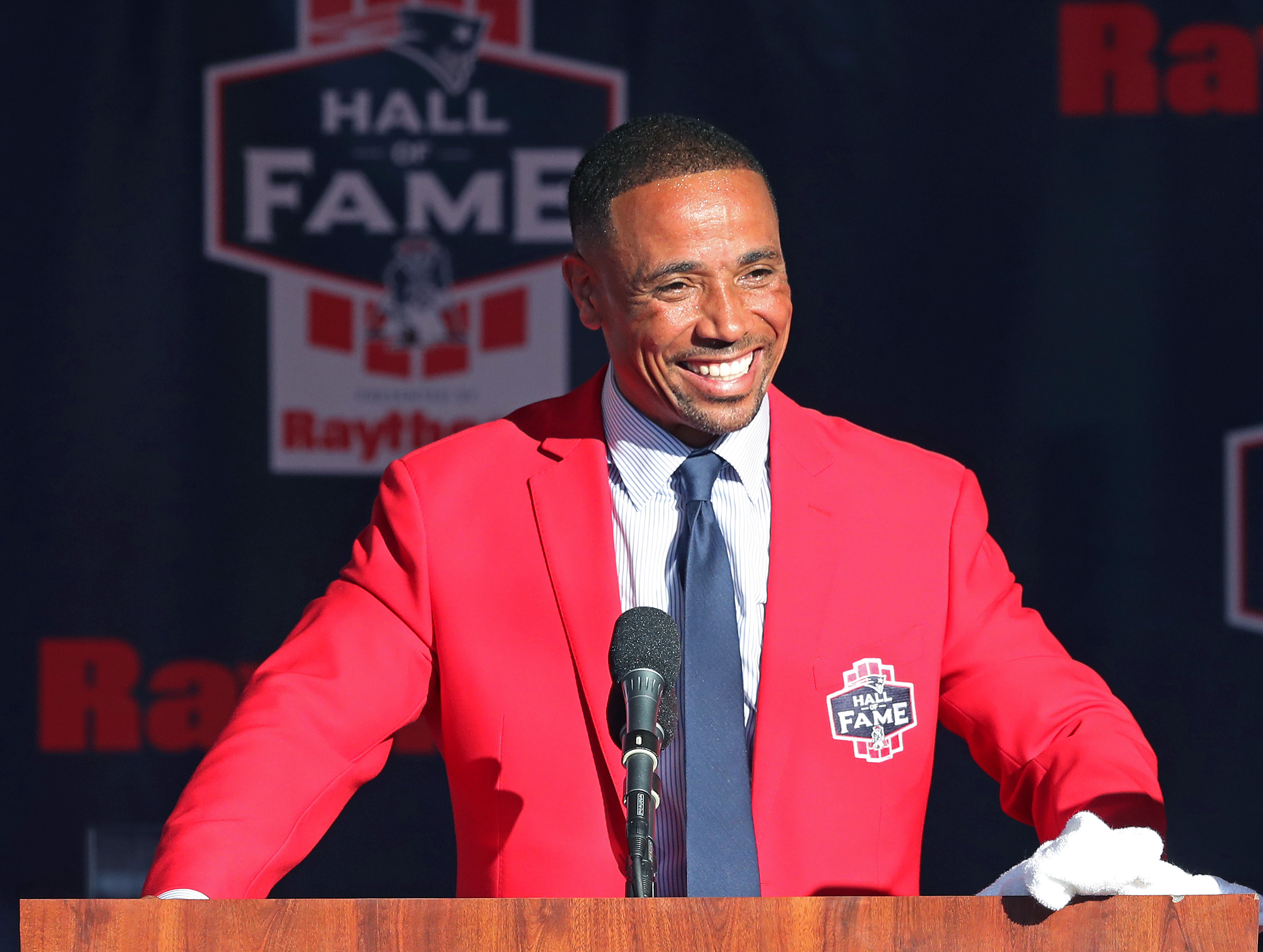 Jan 23, 2022; Tampa, FL USA; Former New England Patriots safety and now NBC  analyst Rodney Harrison before an NFL divisional playoff game between the  Tampa Bay Buccaneers and the Los Angeles