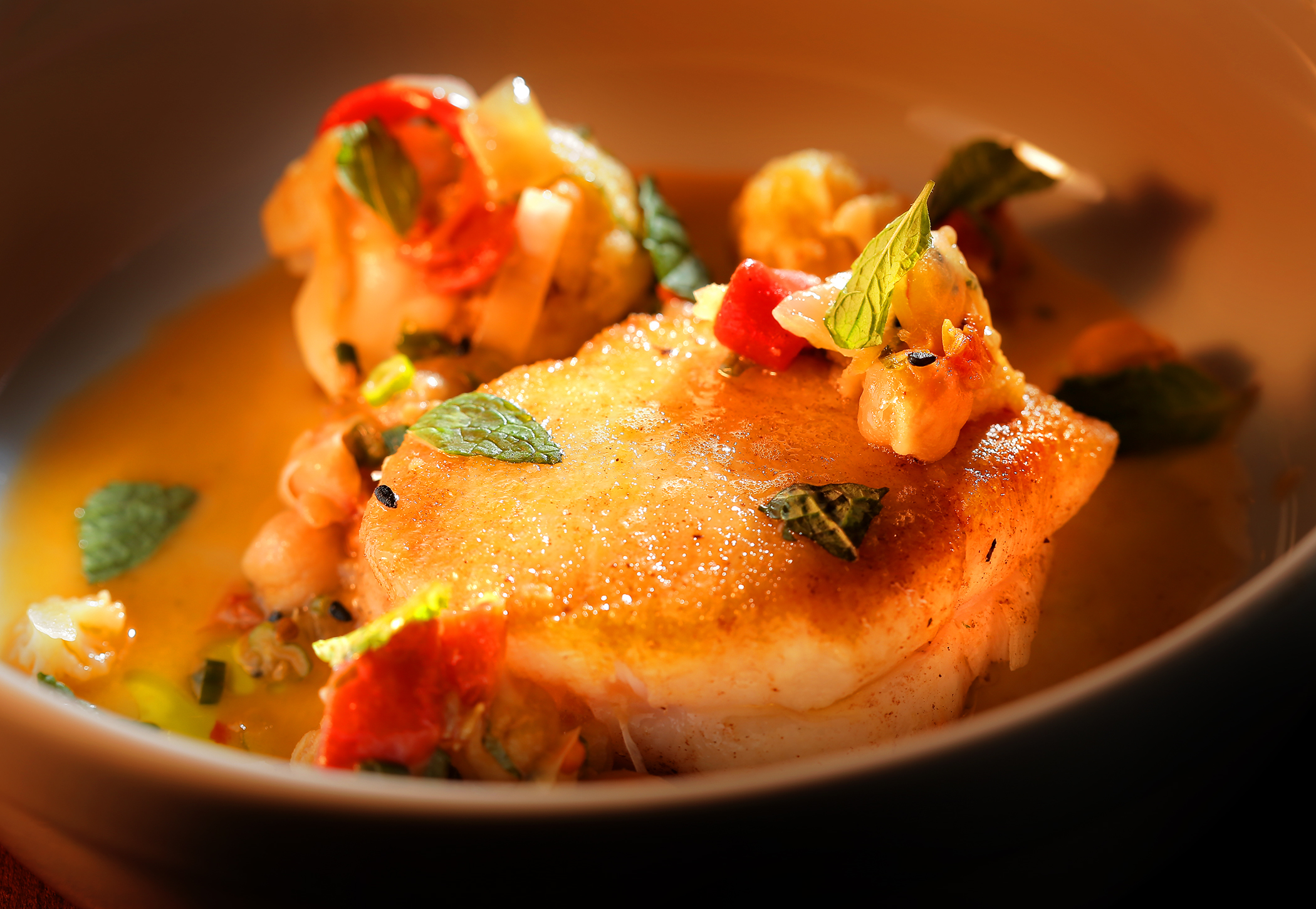 Hake at Thistle & Leek in Newton Centre.