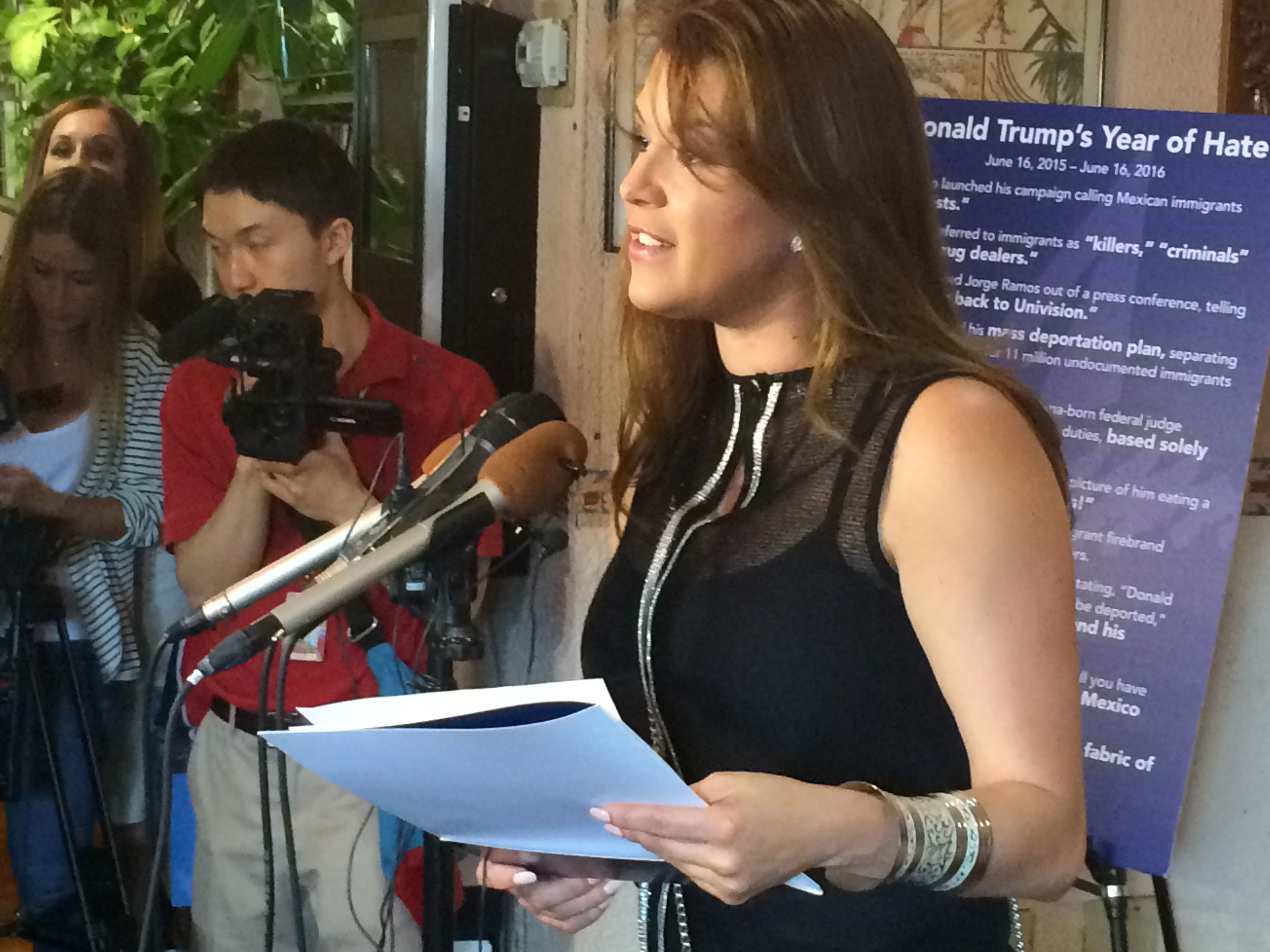 Alicia Machado spoke during a news conference in Arlington, Va., to criticize then-candidate Donald Trump.