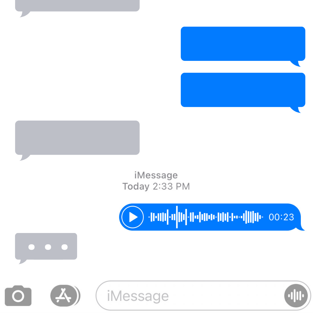 An example of a voice memo sent using iMessage.