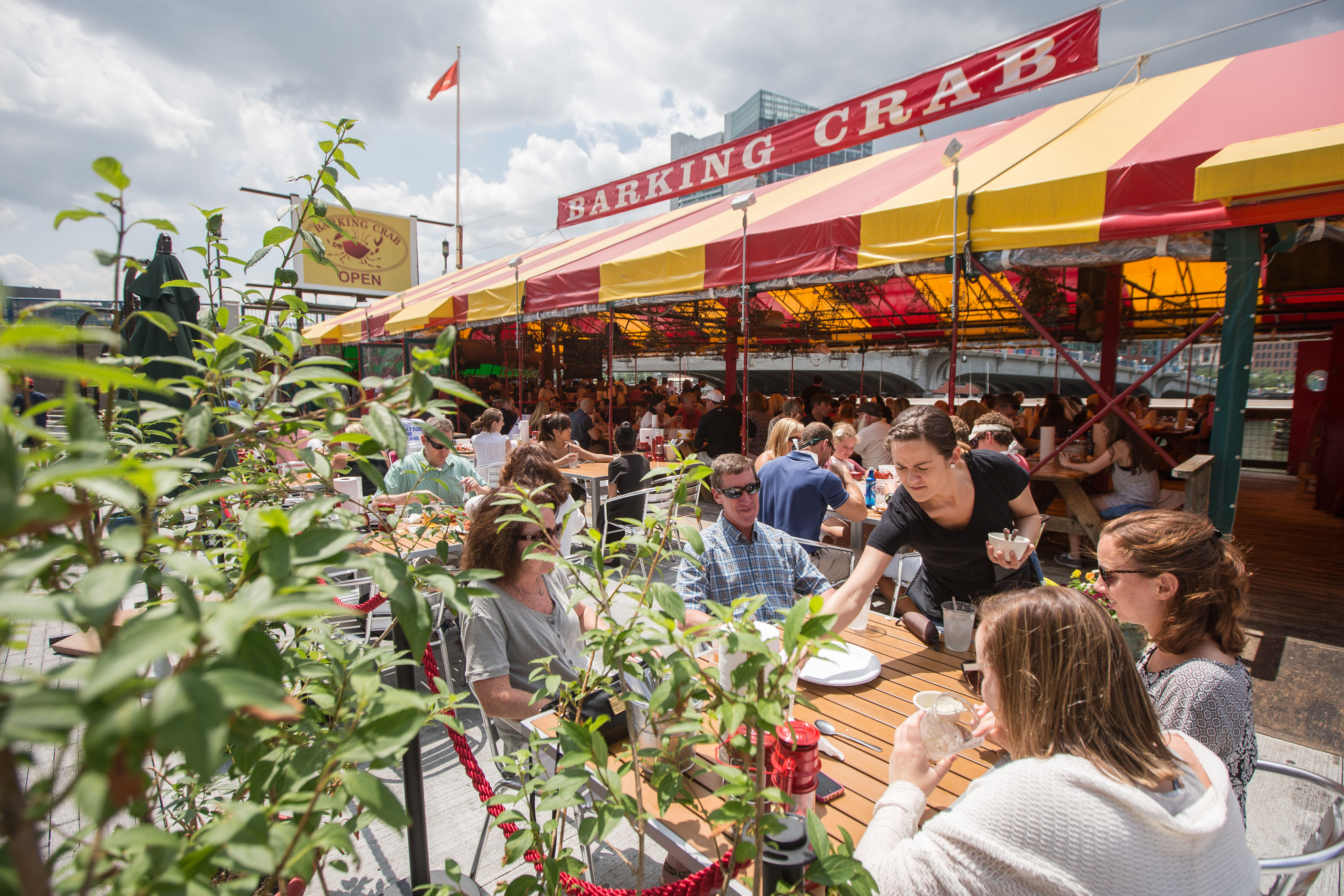 Patrons ate on the new patio at the Barking Crab in Boston when the patio opened in 2015.