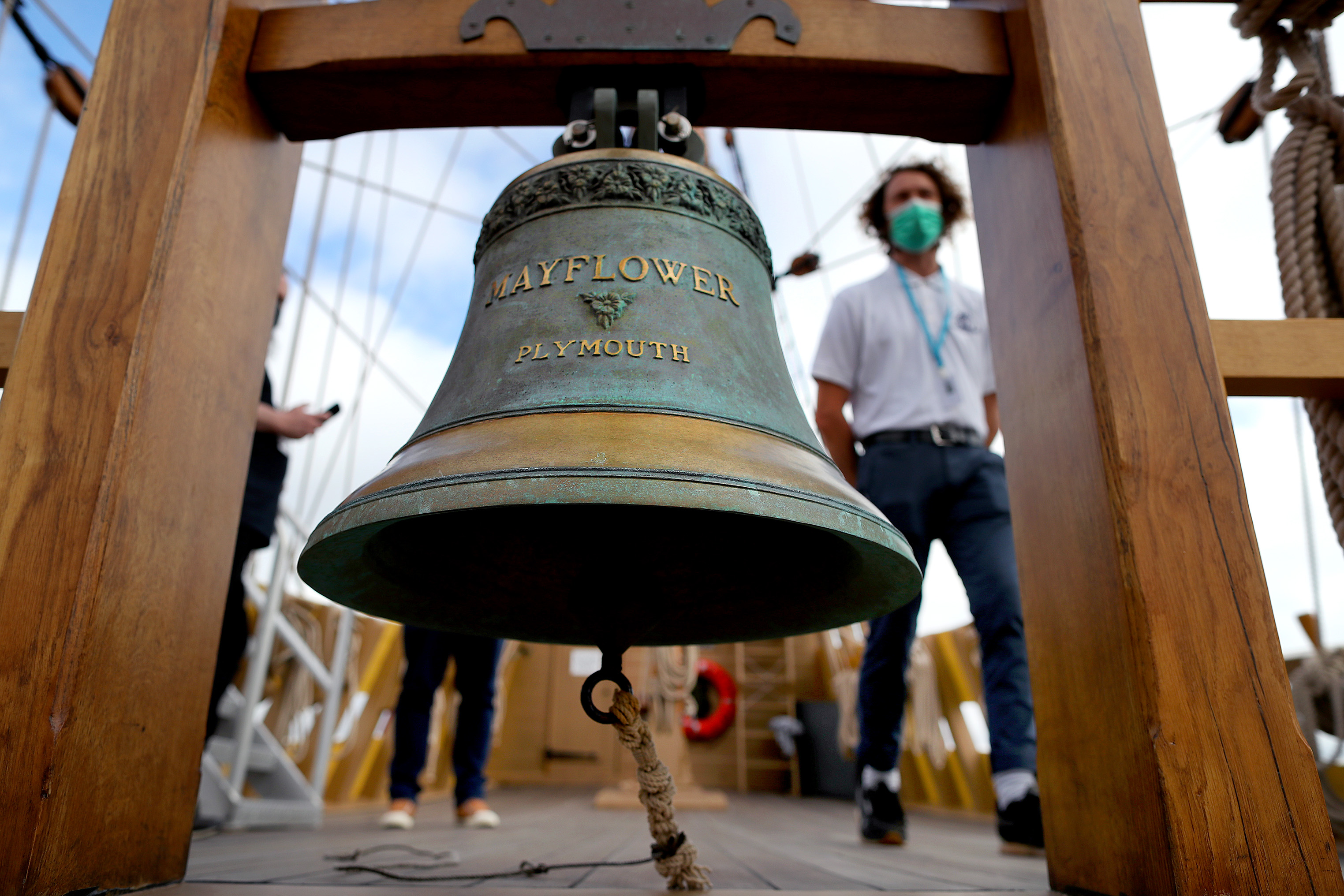 On Nov. 11, 1620, the 102 passengers sailing aboard the Mayflower from England landed in Provincetown on Cape Cod and signed the Mayflower Compact. The ship's bronze bell was recast on Labor Day in 2019 and now adorns the upper deck of the ship.