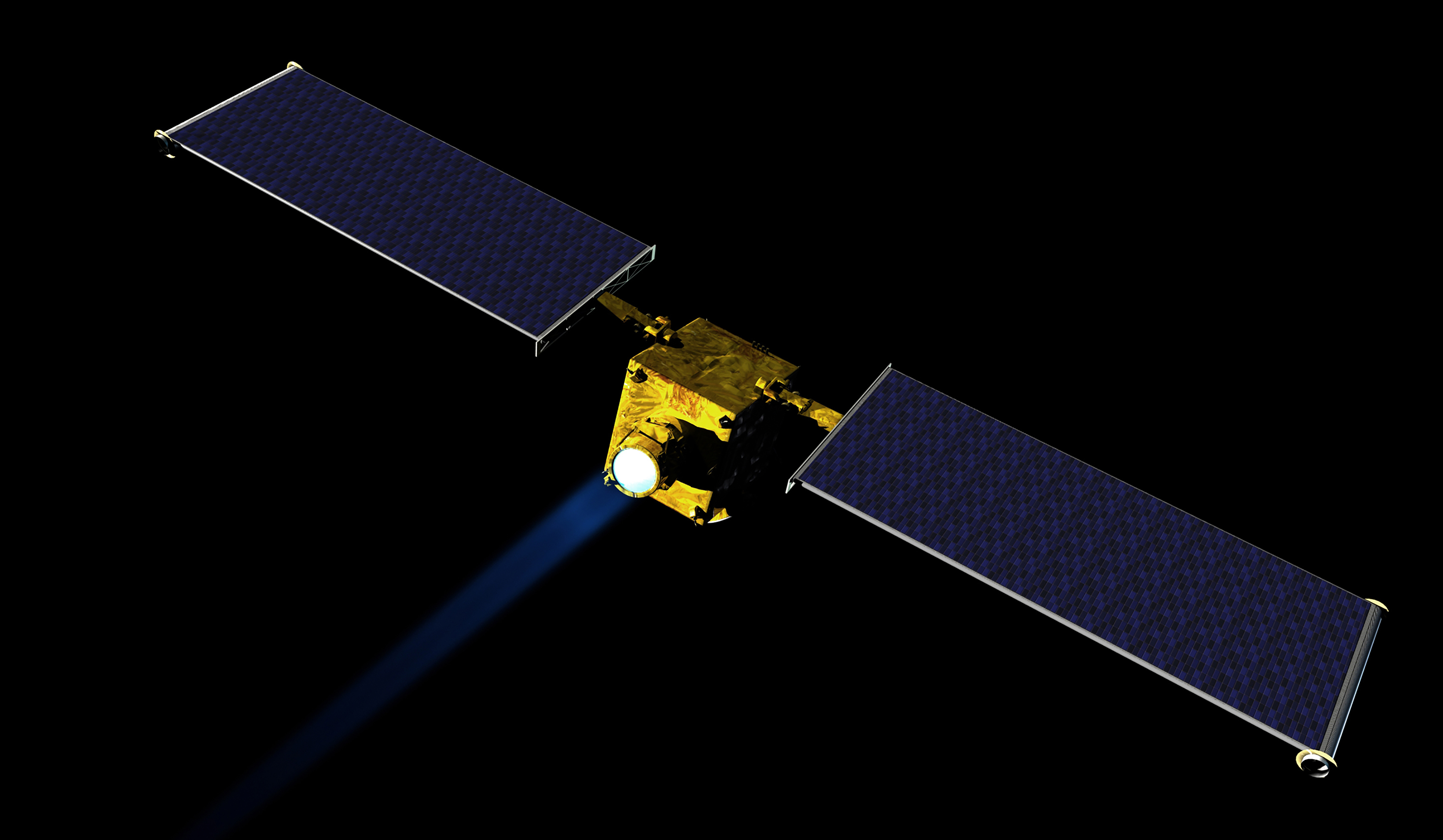 An artist’s rendition of NASA’s Double Asteroid Redirection Test spacecraft, which, if all goes well, will slam into an asteroid and knock it into a different orbit.