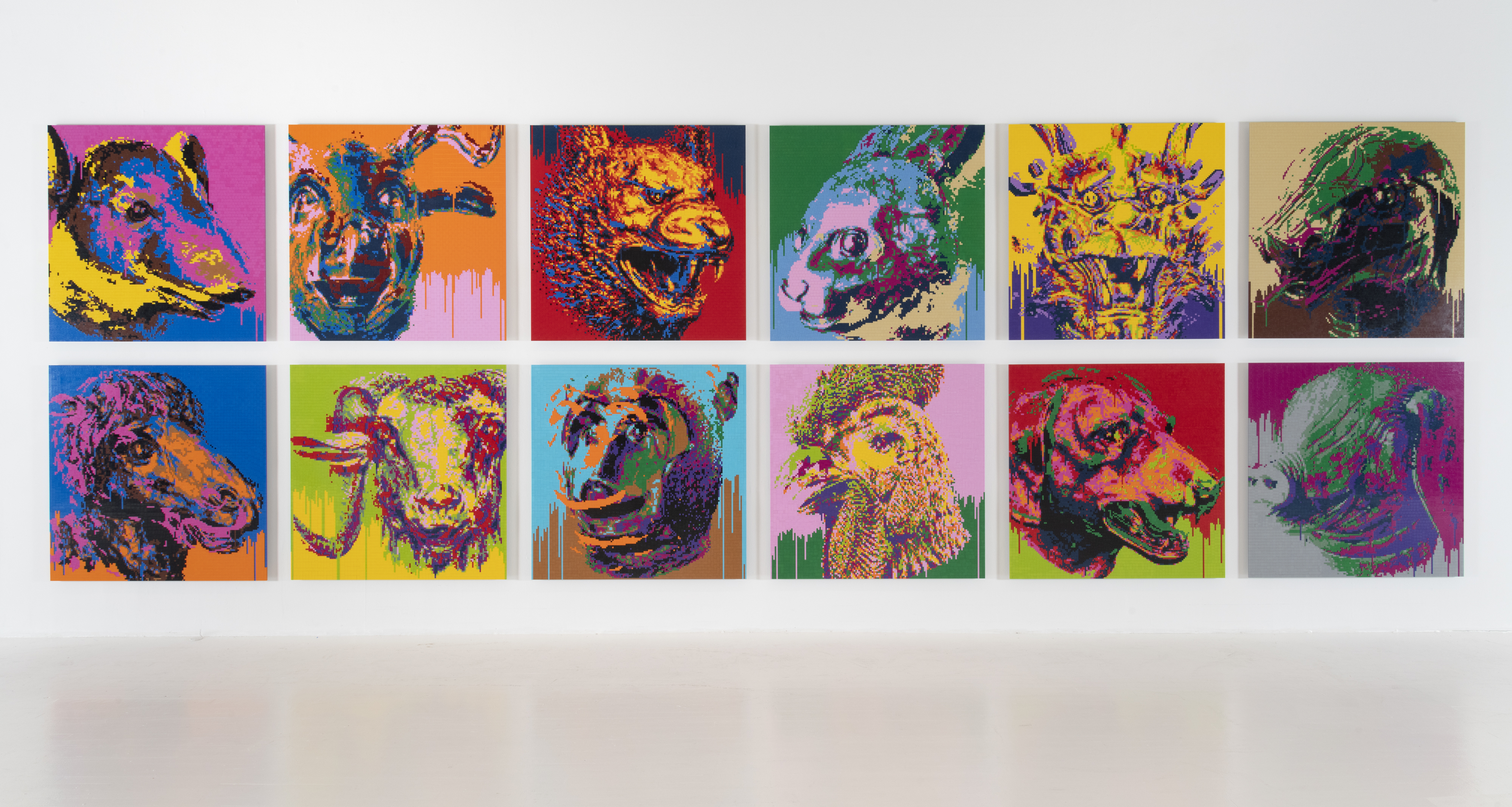 Ai Weiwei's "Zodiac," 12 panels of Lego bricks.