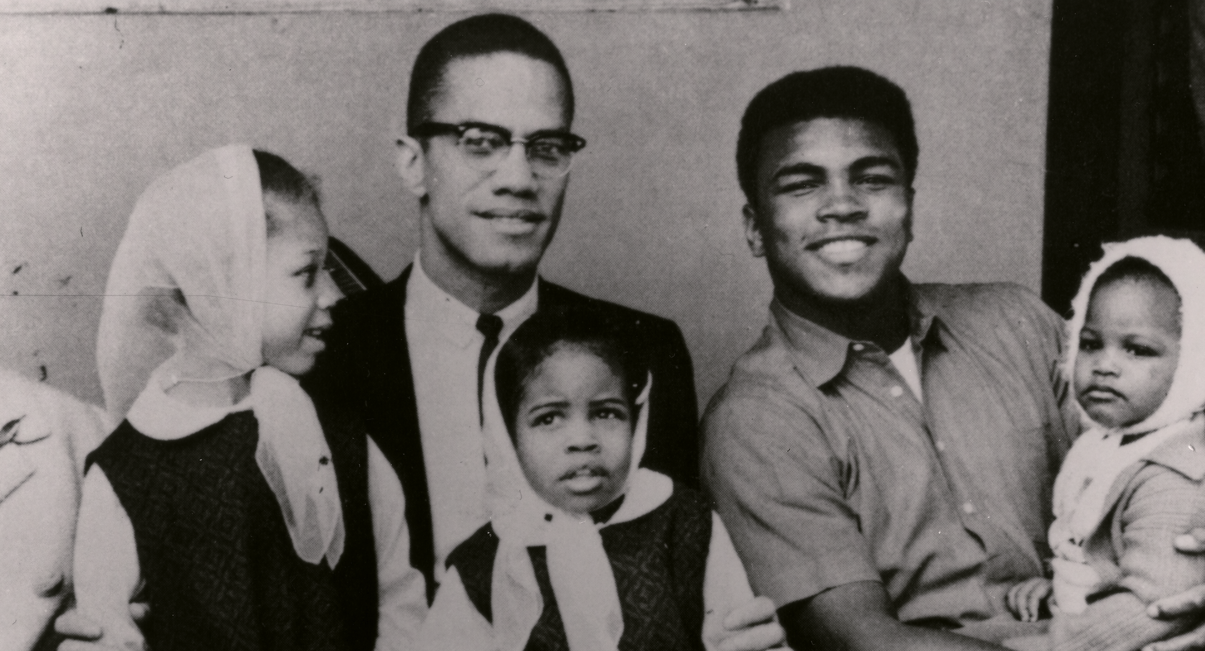 Malcolm X, left, his three daughters, and Muhammad Ali, in January 1964, from "Blood Brothers: Malcolm X & Muhammad Ali."