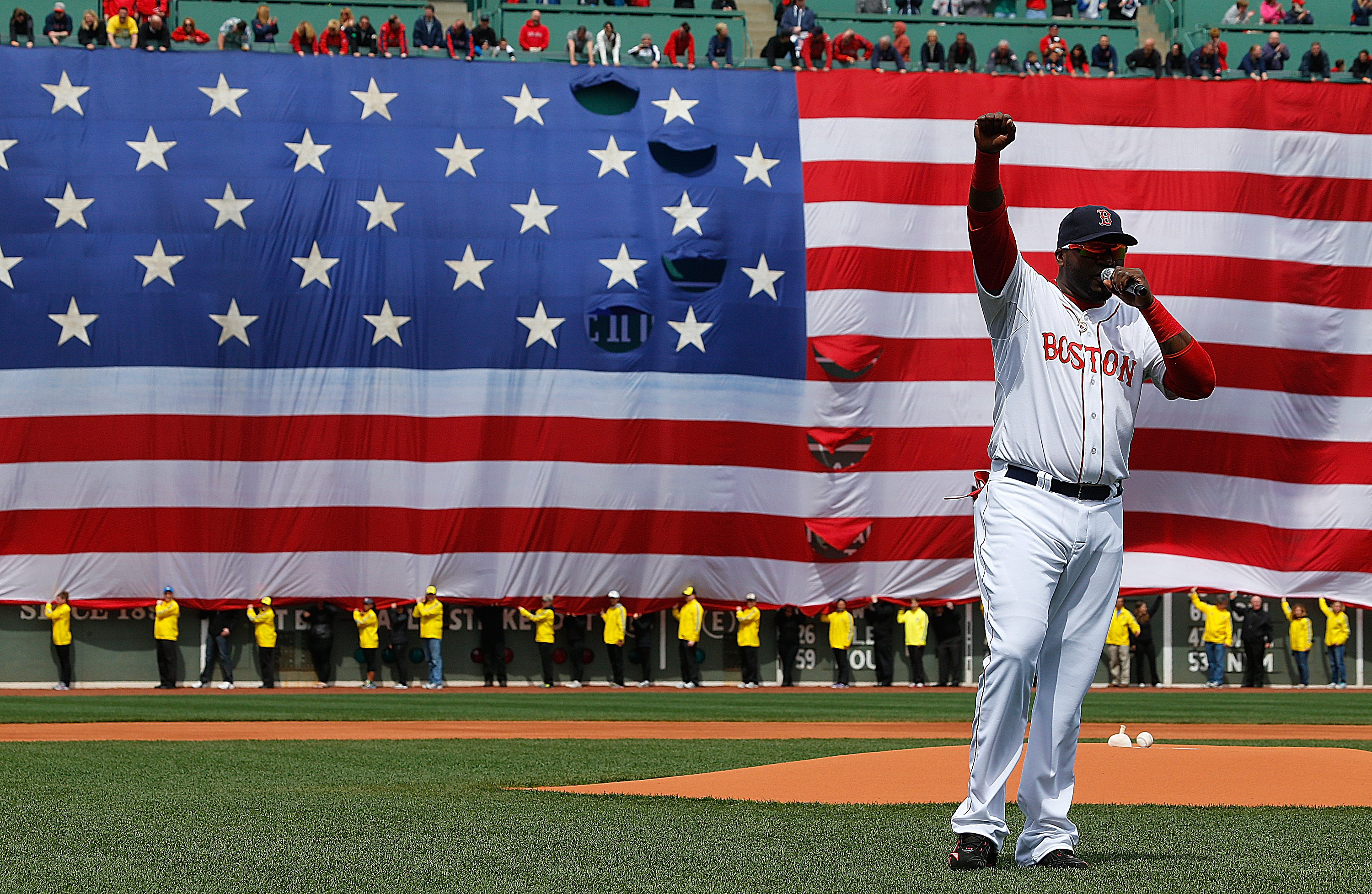 Ortiz rallied the city of Boston with a poignant and profane speech ahead of the April 20 game against the Royals. The game came just days after the bombing at the Boston Marathon finish line, and the day after one of the bombers was found following a manhunt. "This is our [expletive] city," Ortiz said to the crowd. The Red Sox won.