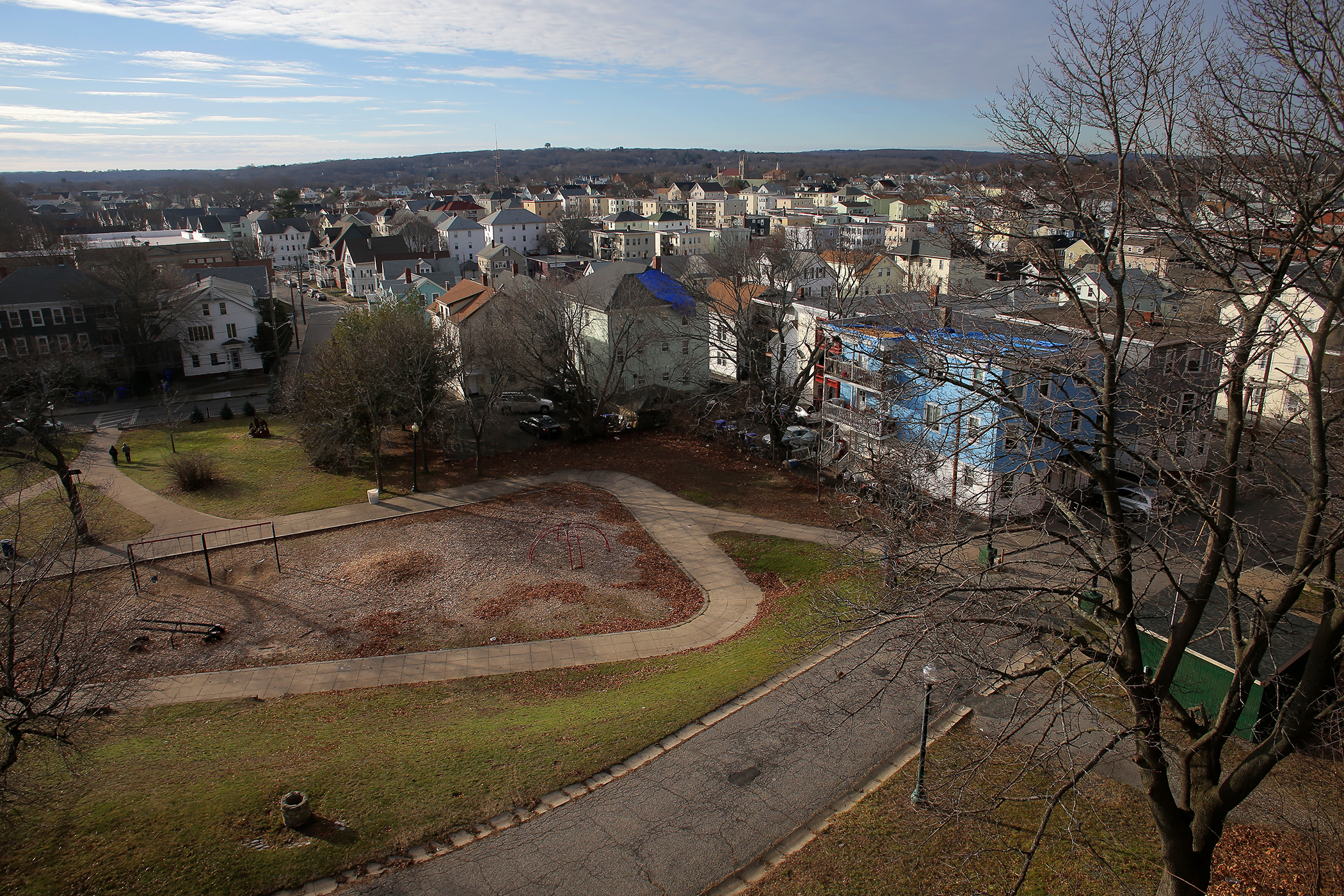 A view of Central Falls from the Cogswell Tower in Jenks Park.