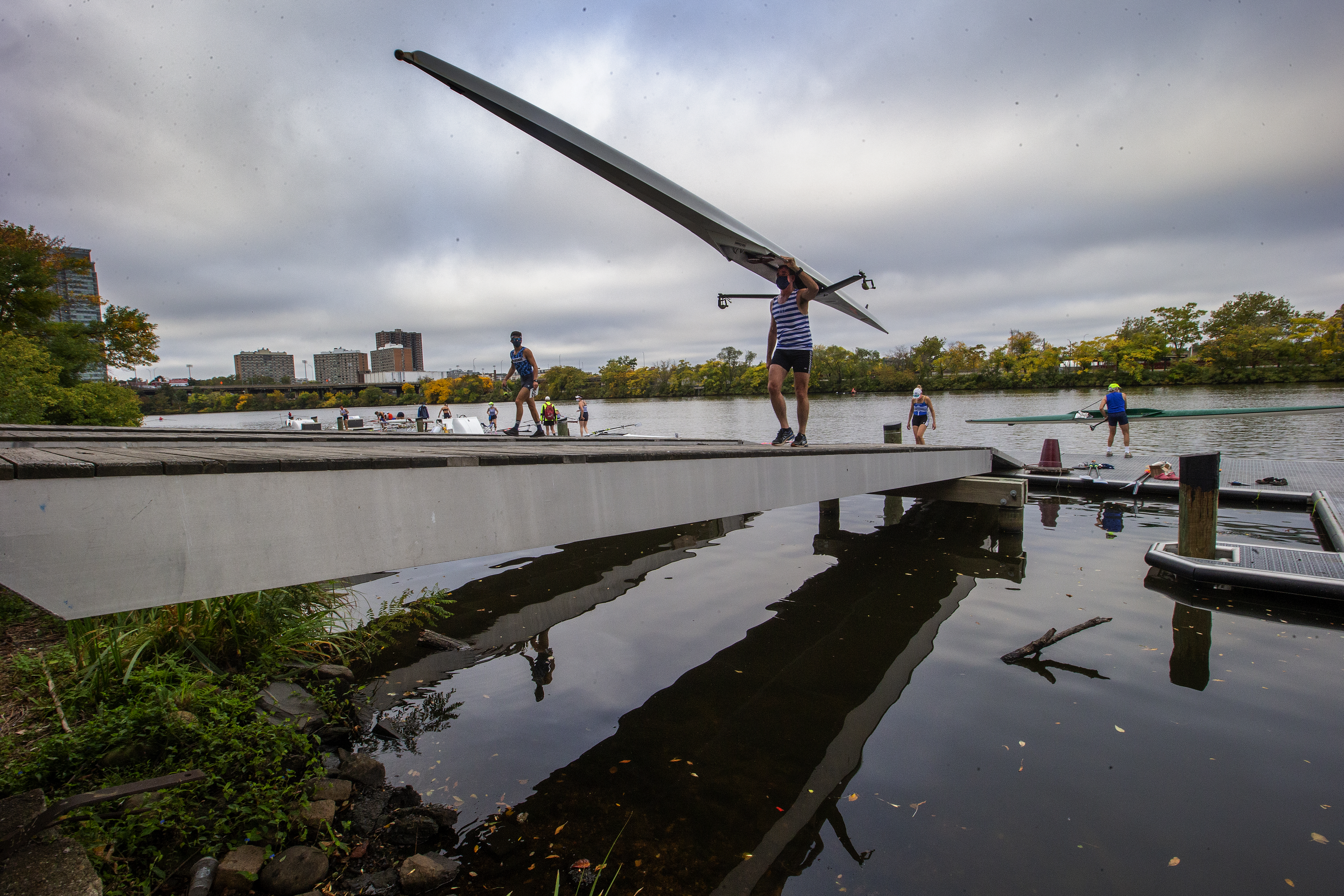 A solo sculler returned their boat to the Riverside Boat Club.