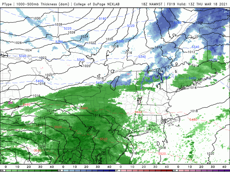 Rain changes to snow early Friday as low pressure slips south of New England.