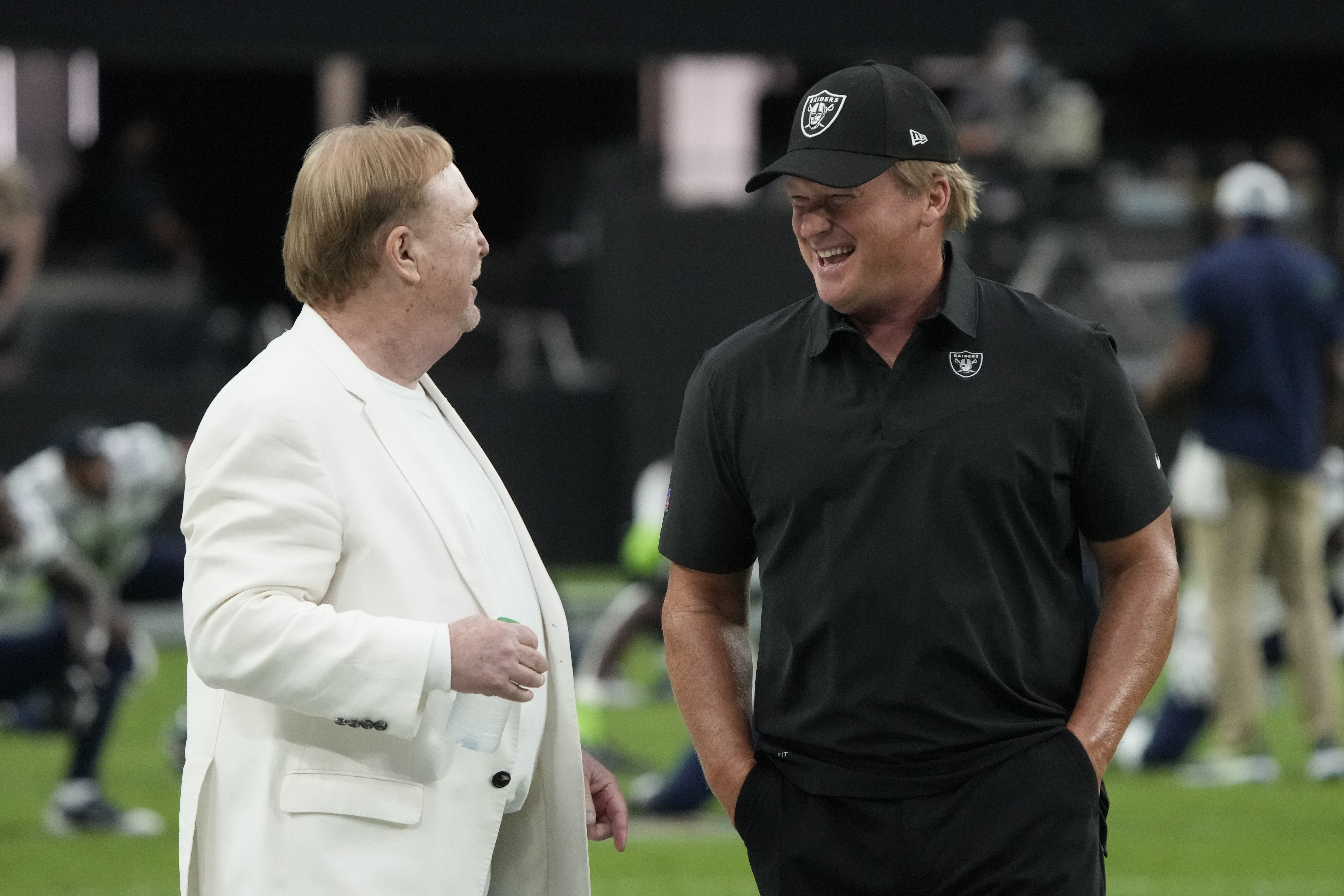 Raiders owner Mark Davis (left) initially stood by coach Jon Gruden.