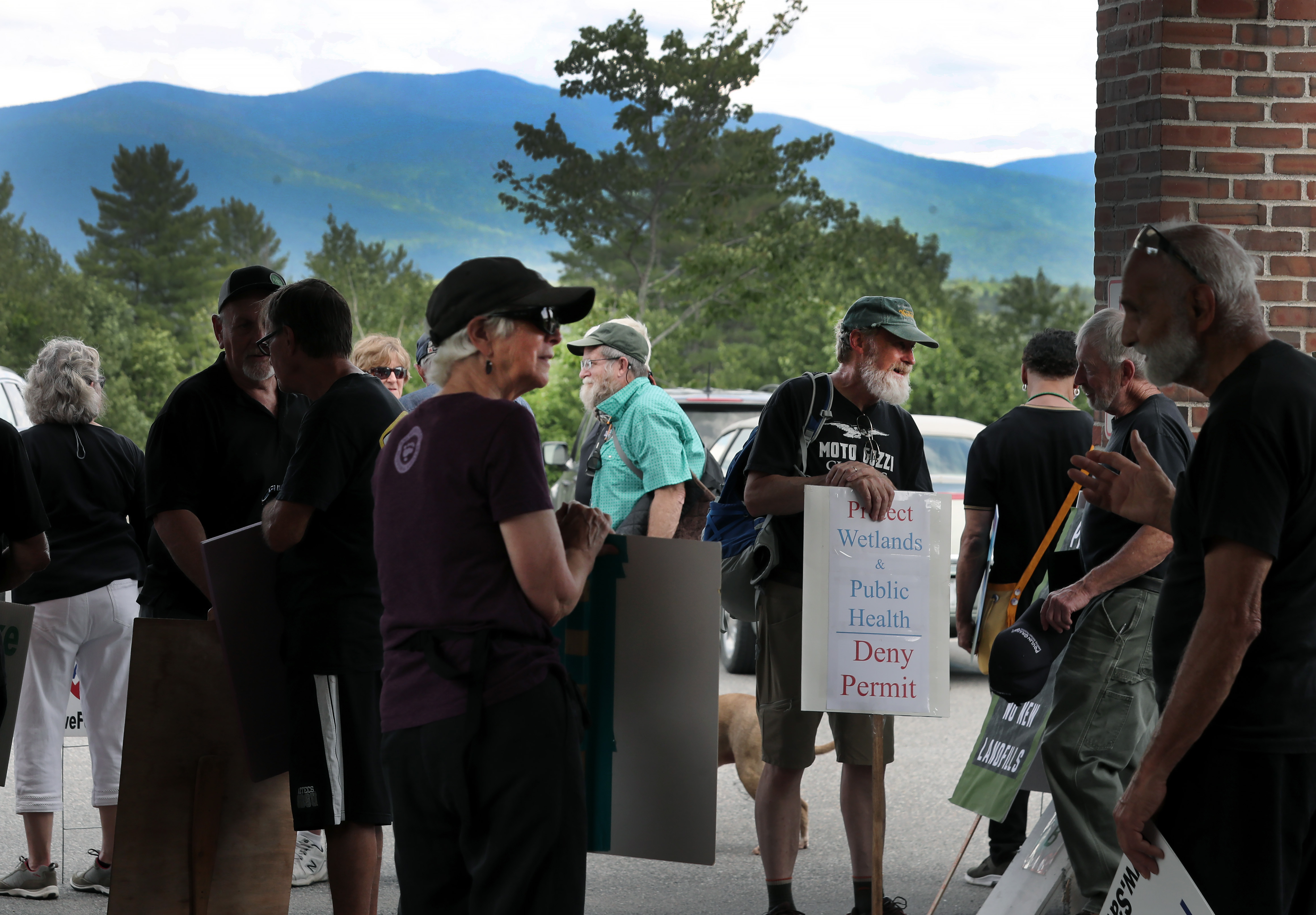 Protesters outside of White Mountains Regional High School.