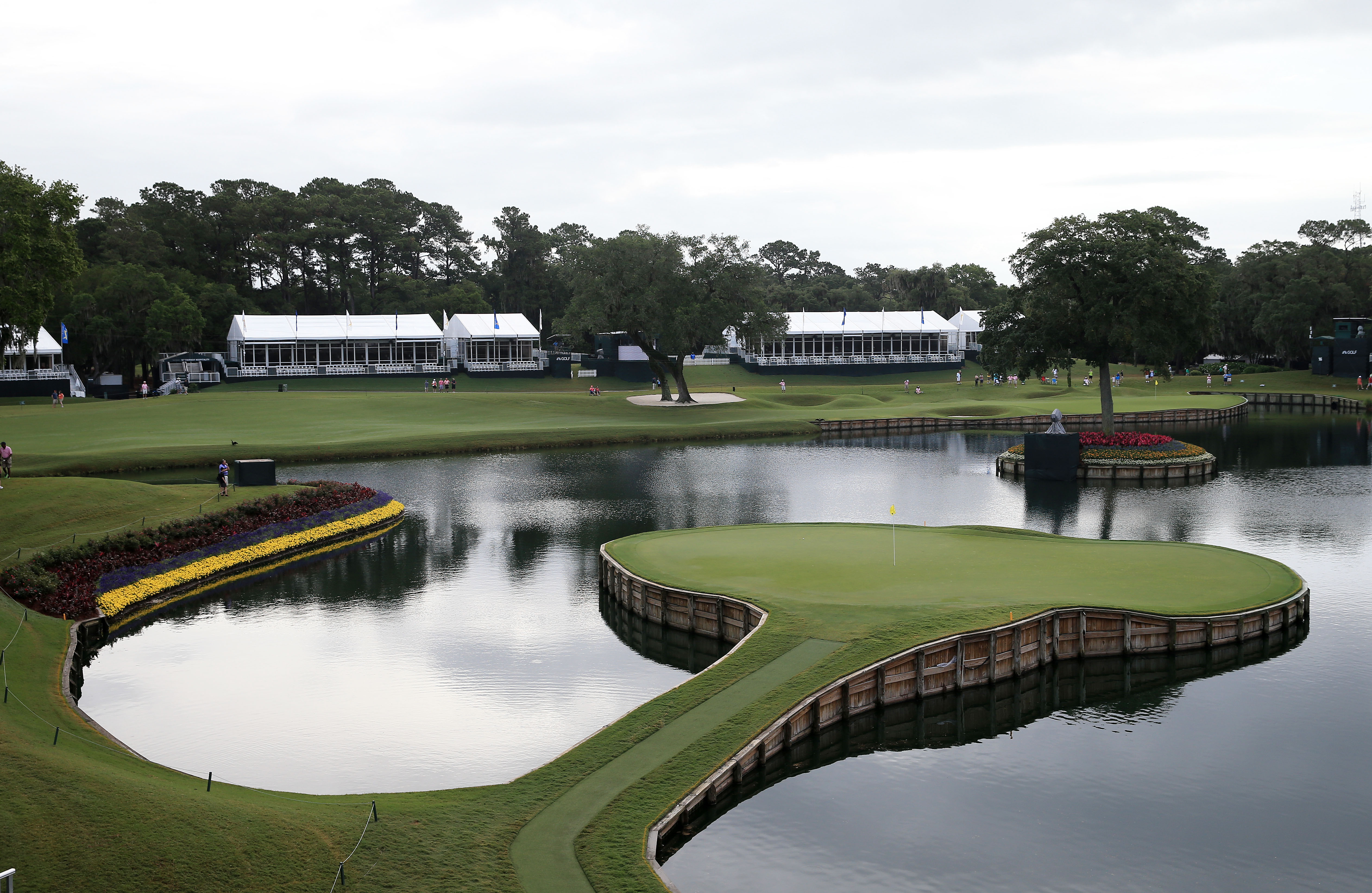 Pete Dye's signature hole is the 17th at TPC Sawgrass in Ponte Vedra Beach, Fla., with its intimidating island green