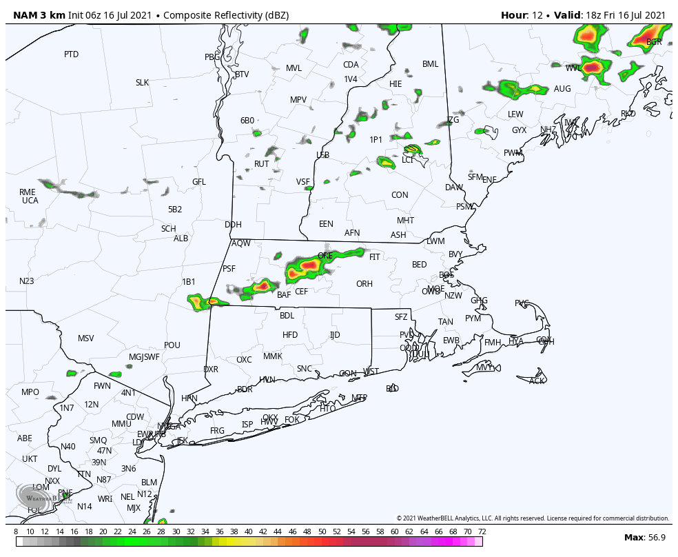 Showers today will cross the region from west to east during the afternoon with some heavy storms possible.