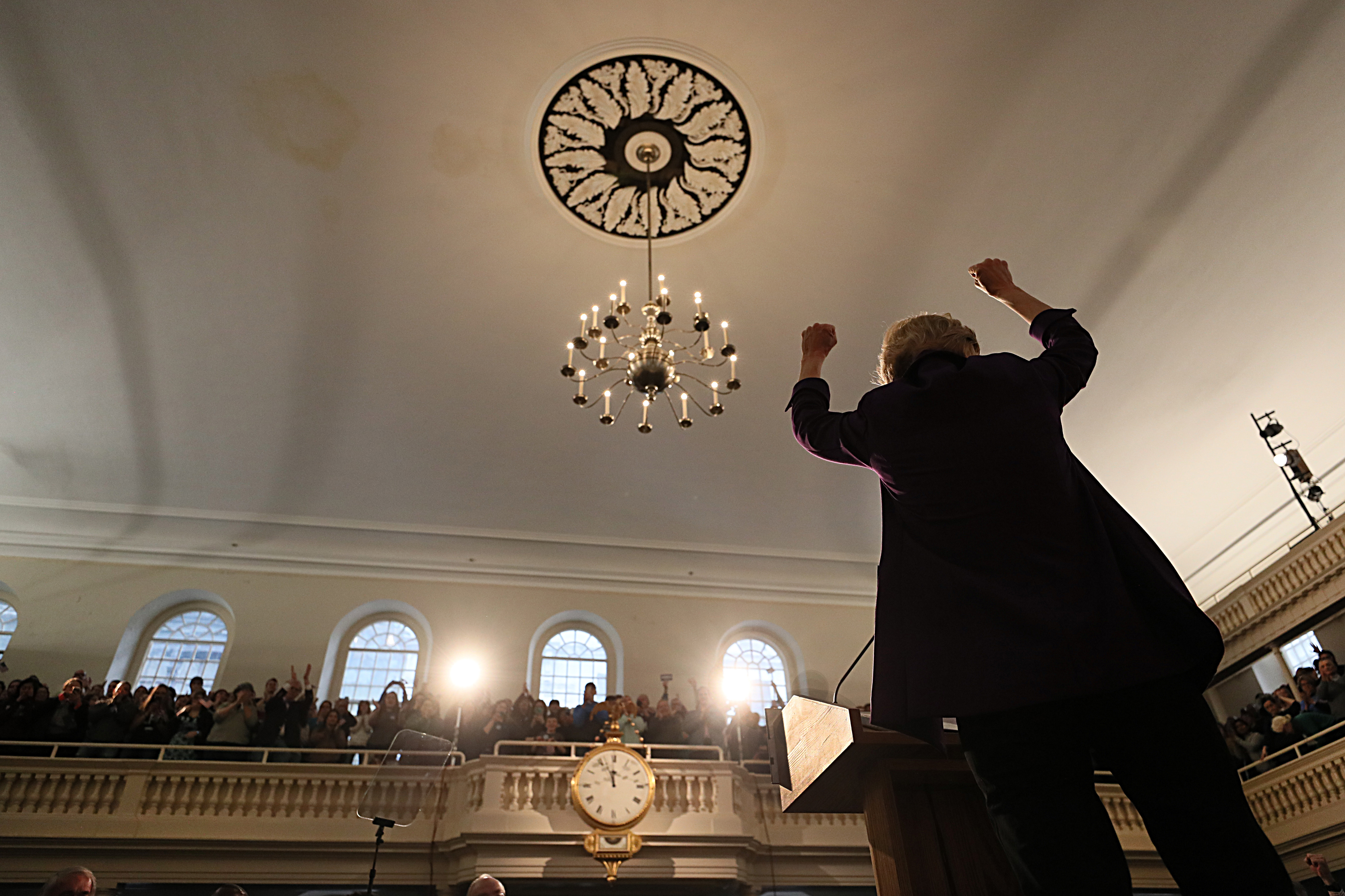 Senator Elizabeth Warren made a campaign stop at the Old South Church on New Year’s Eve.