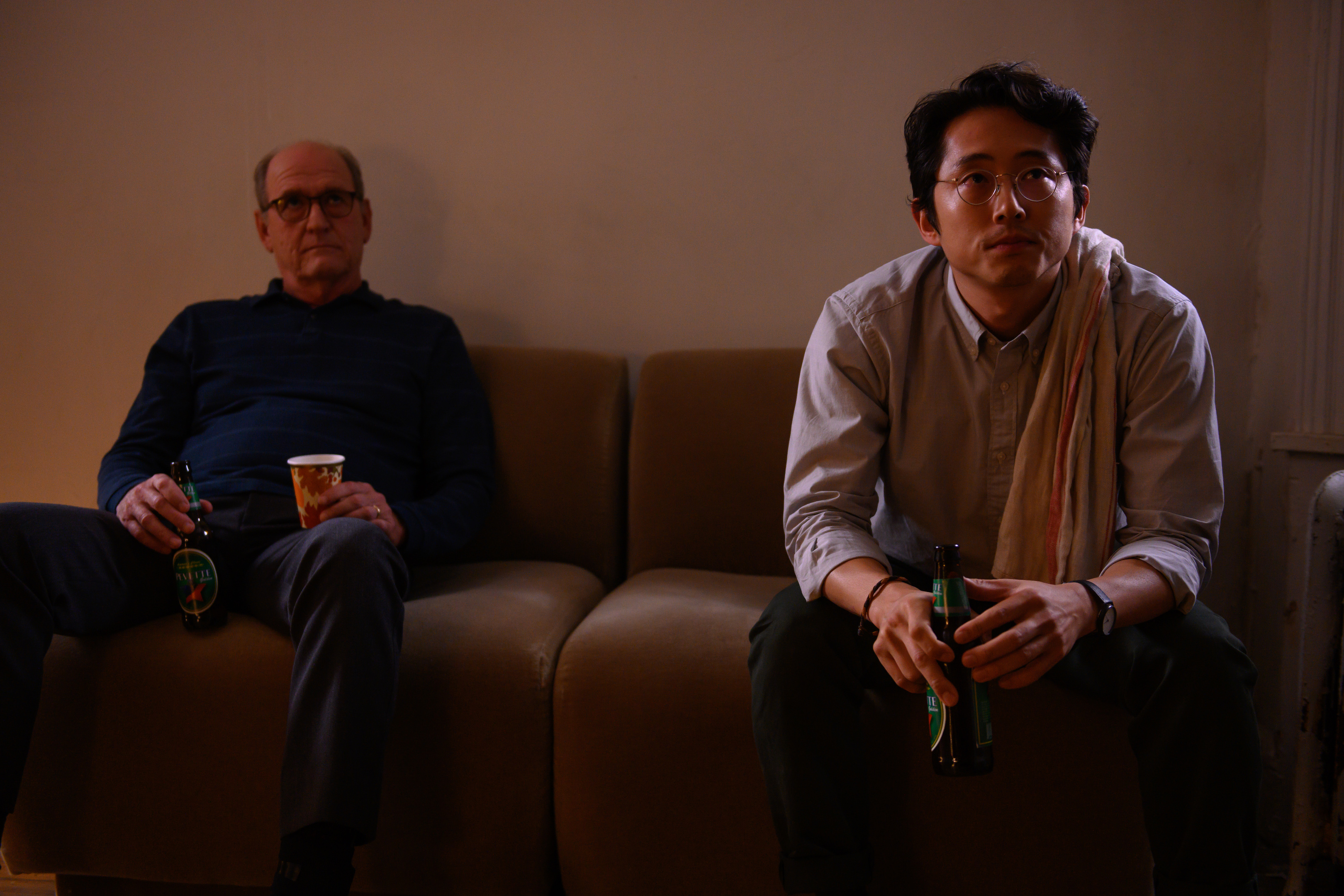 Richard Jenkins (left) and Steven Yeun in "The Humans."