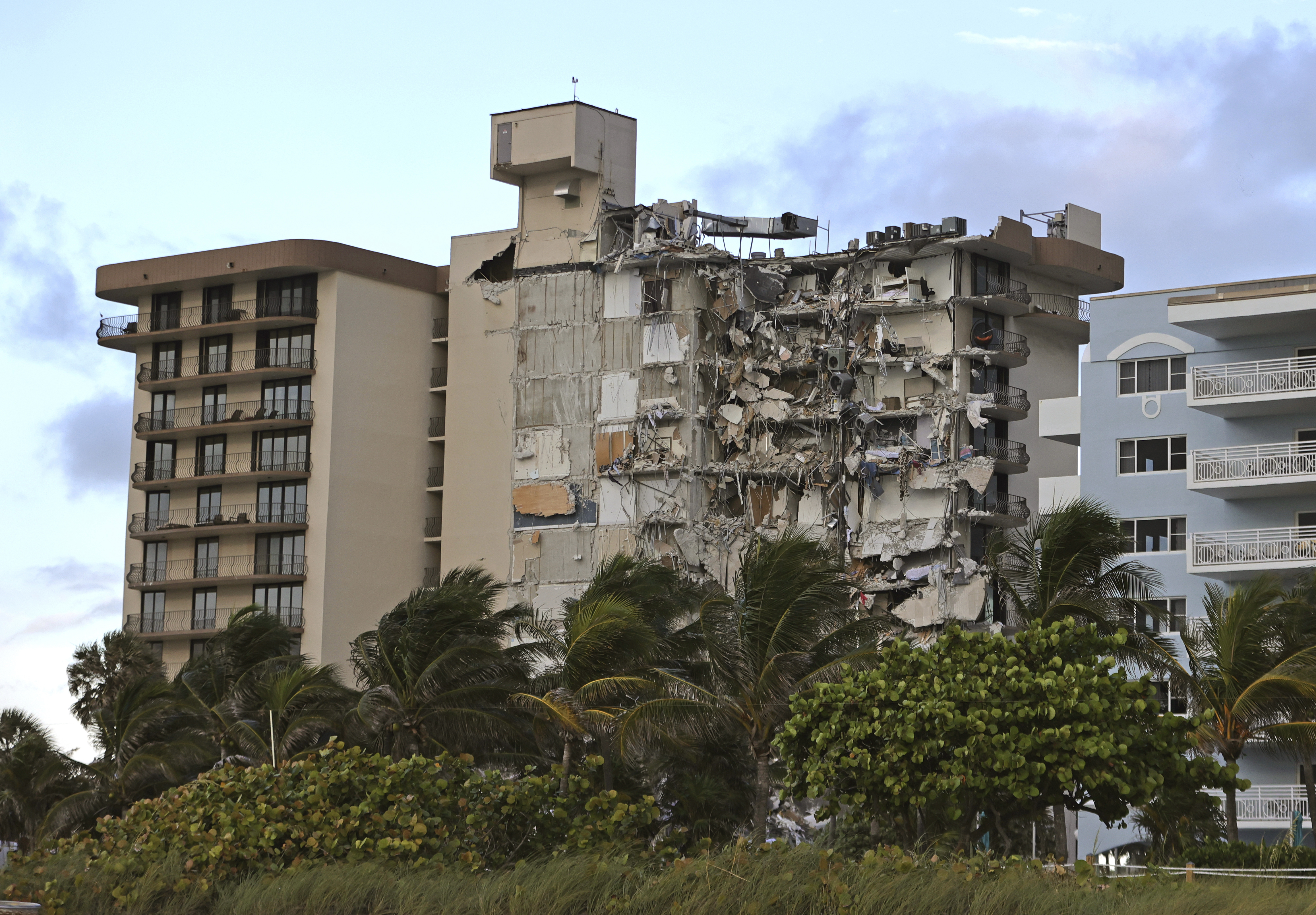 Debris dangled from Champlain Towers South Condo.