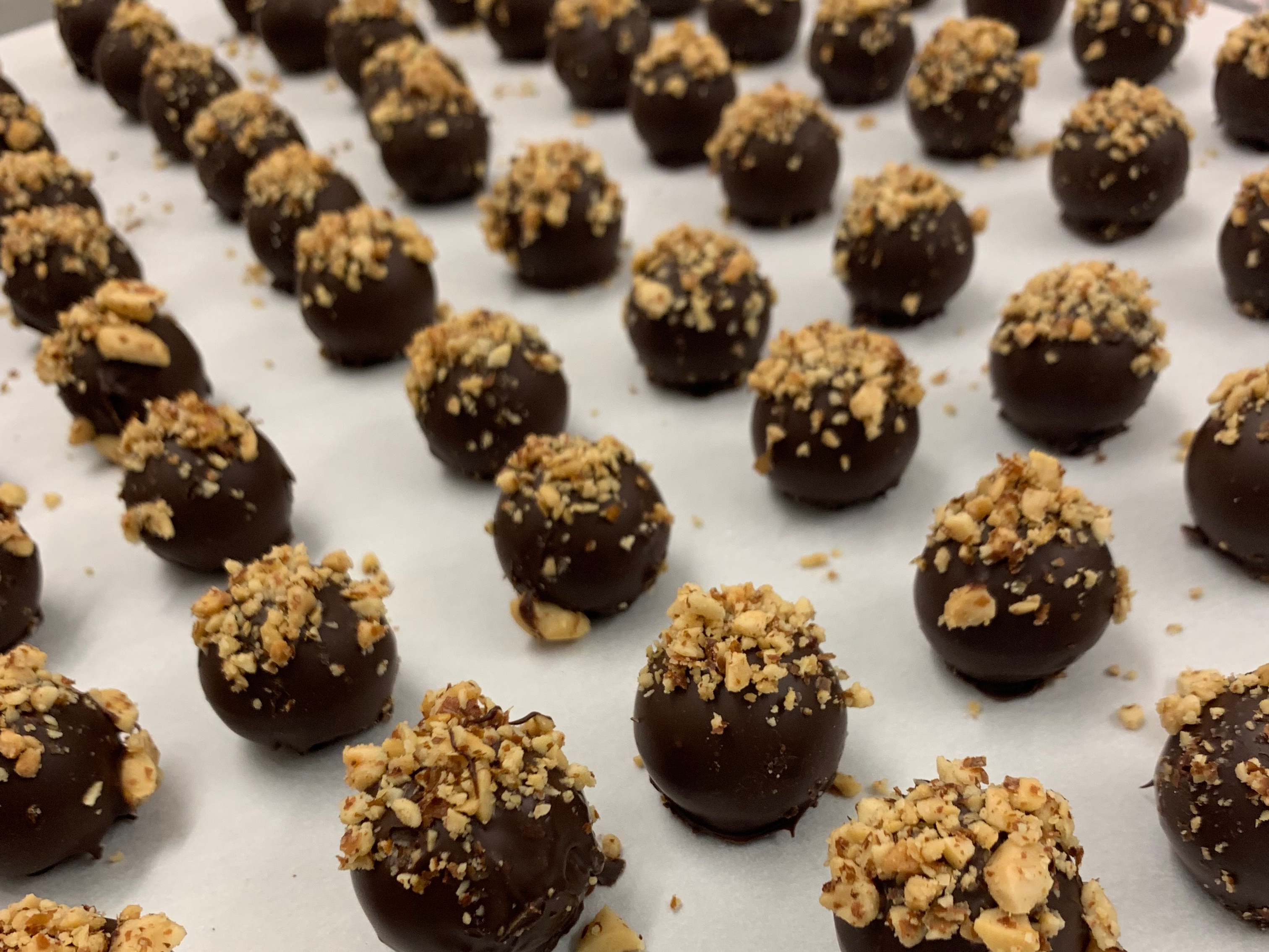 Dark chocolate peanut butter truffles from Cacao.