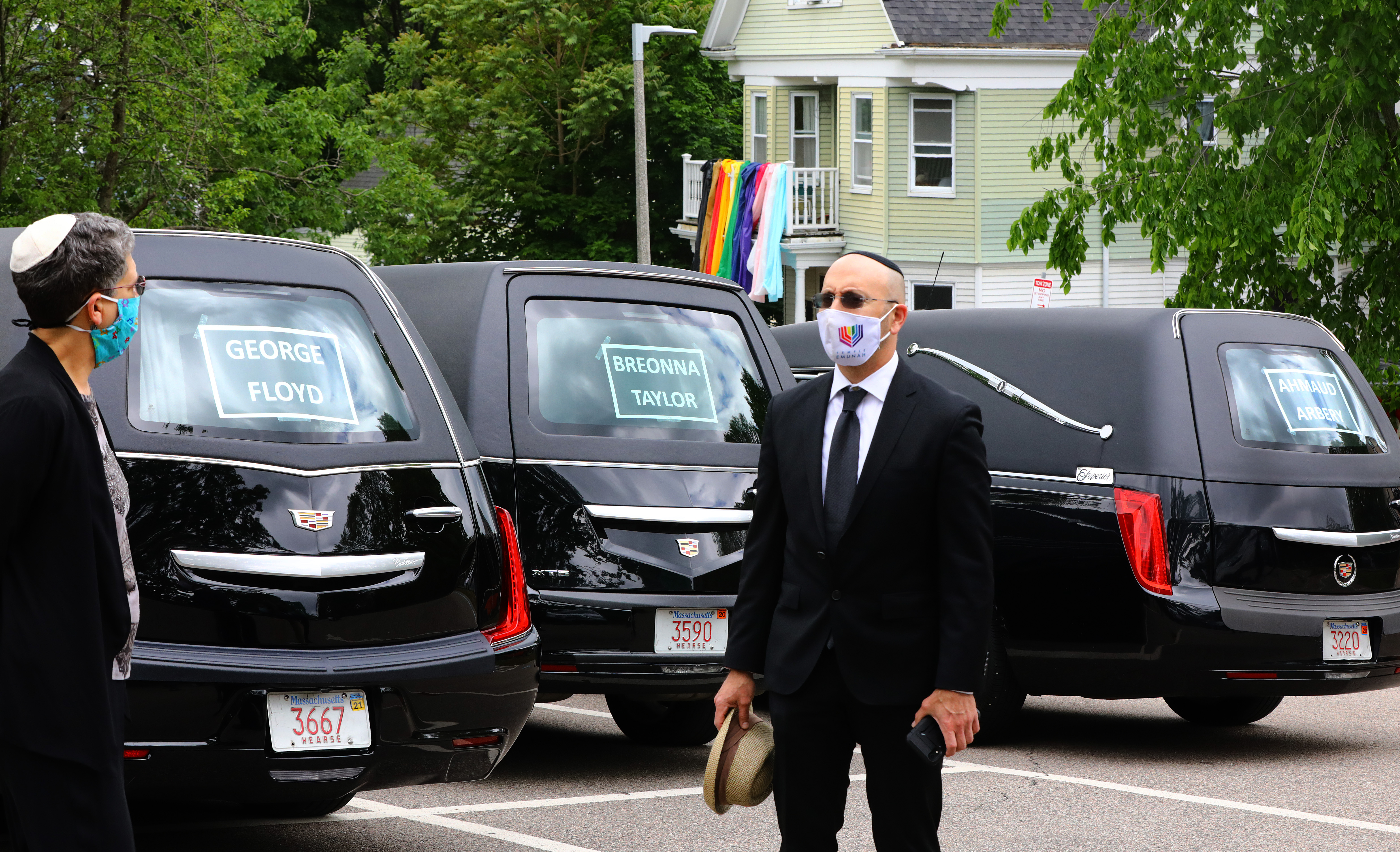 A motorcade took off from the church parking lot before the service.