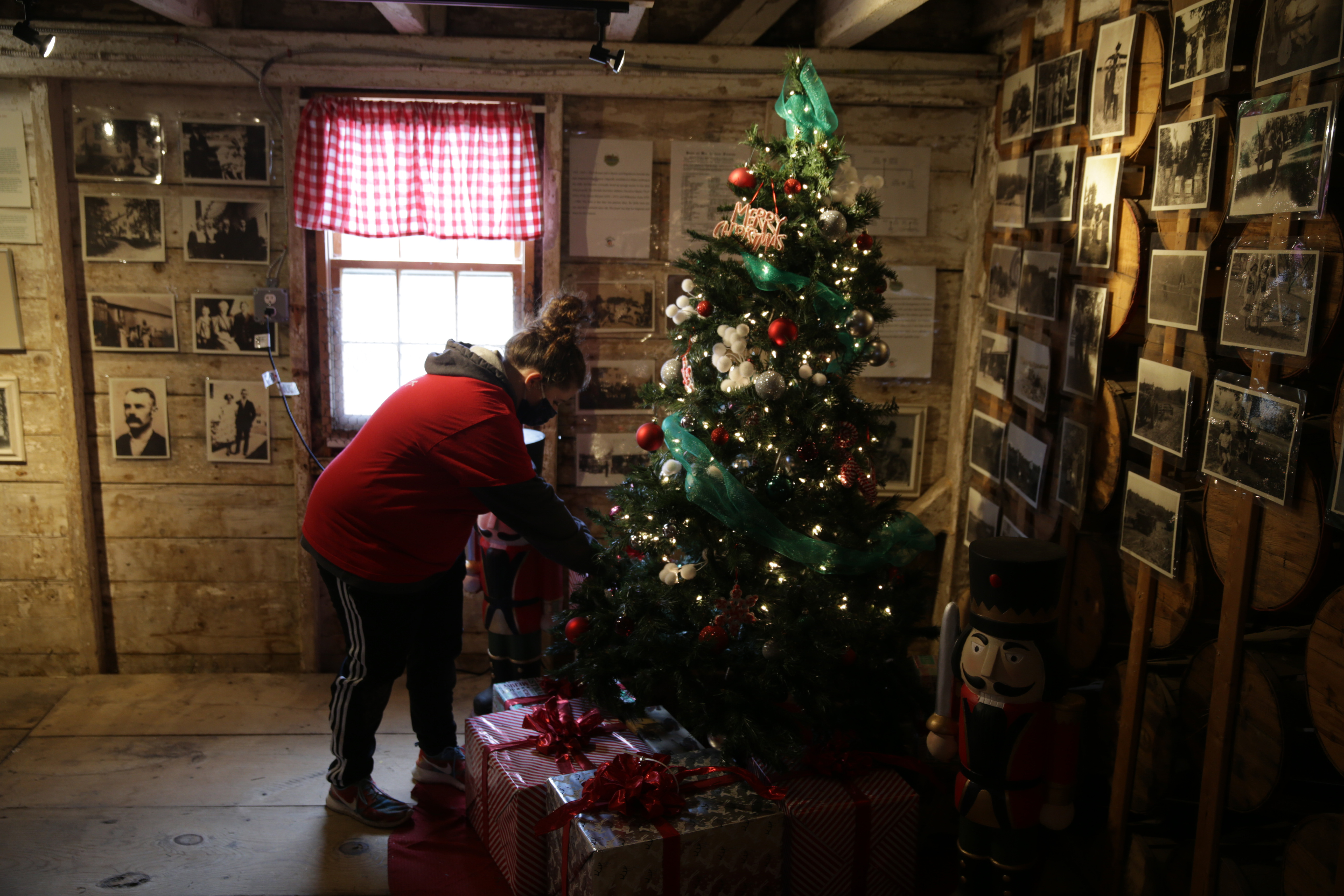 The barn at Smolak Farms was being decorated for the holiday by Rachel Mazzone.