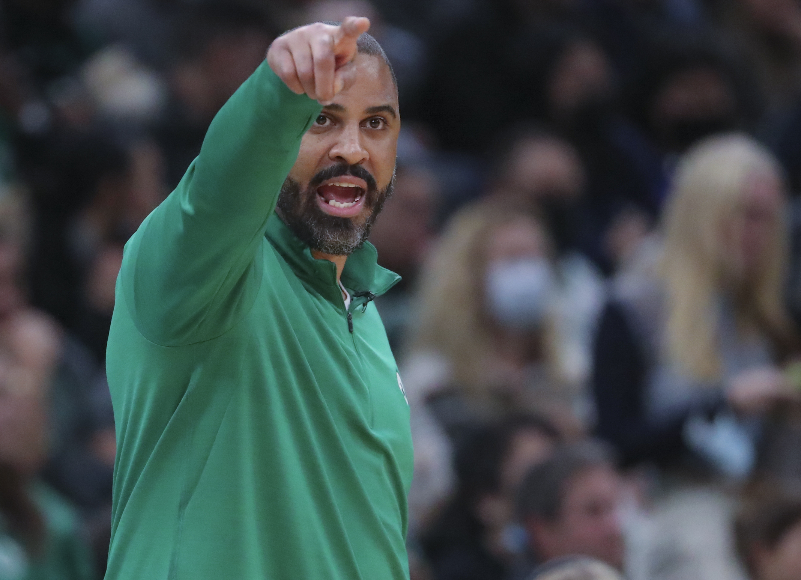Ime Udoka directs the action during the fourth quarter Wednesday.