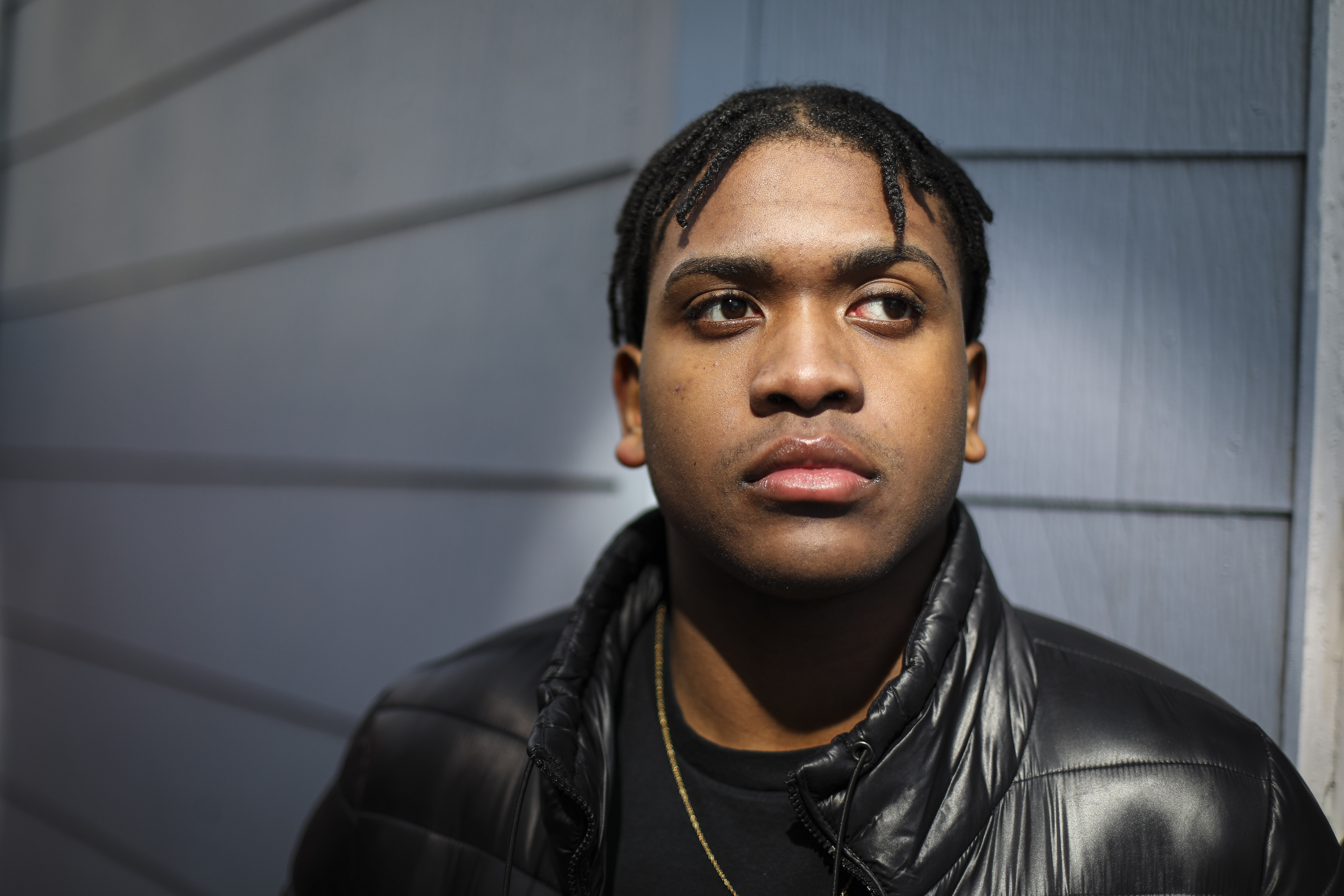 Khymani James in Dorchester Friday, shortly after resigning as the student representative on the Boston School Committee over what he described as the district's attempts to silence his criticism.