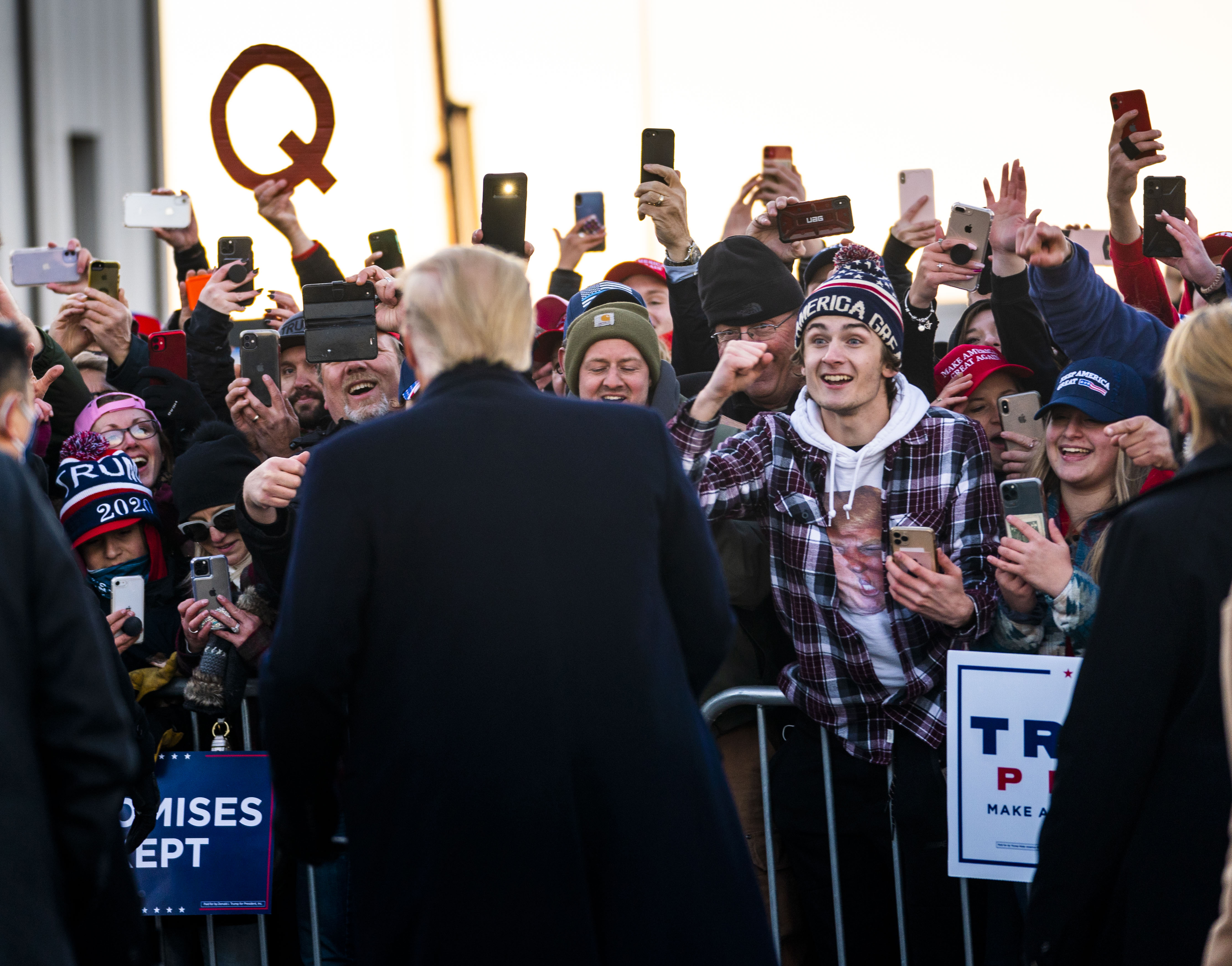 President Trump visited supporters outside of a campaign event in Rochester, Minn., in October.