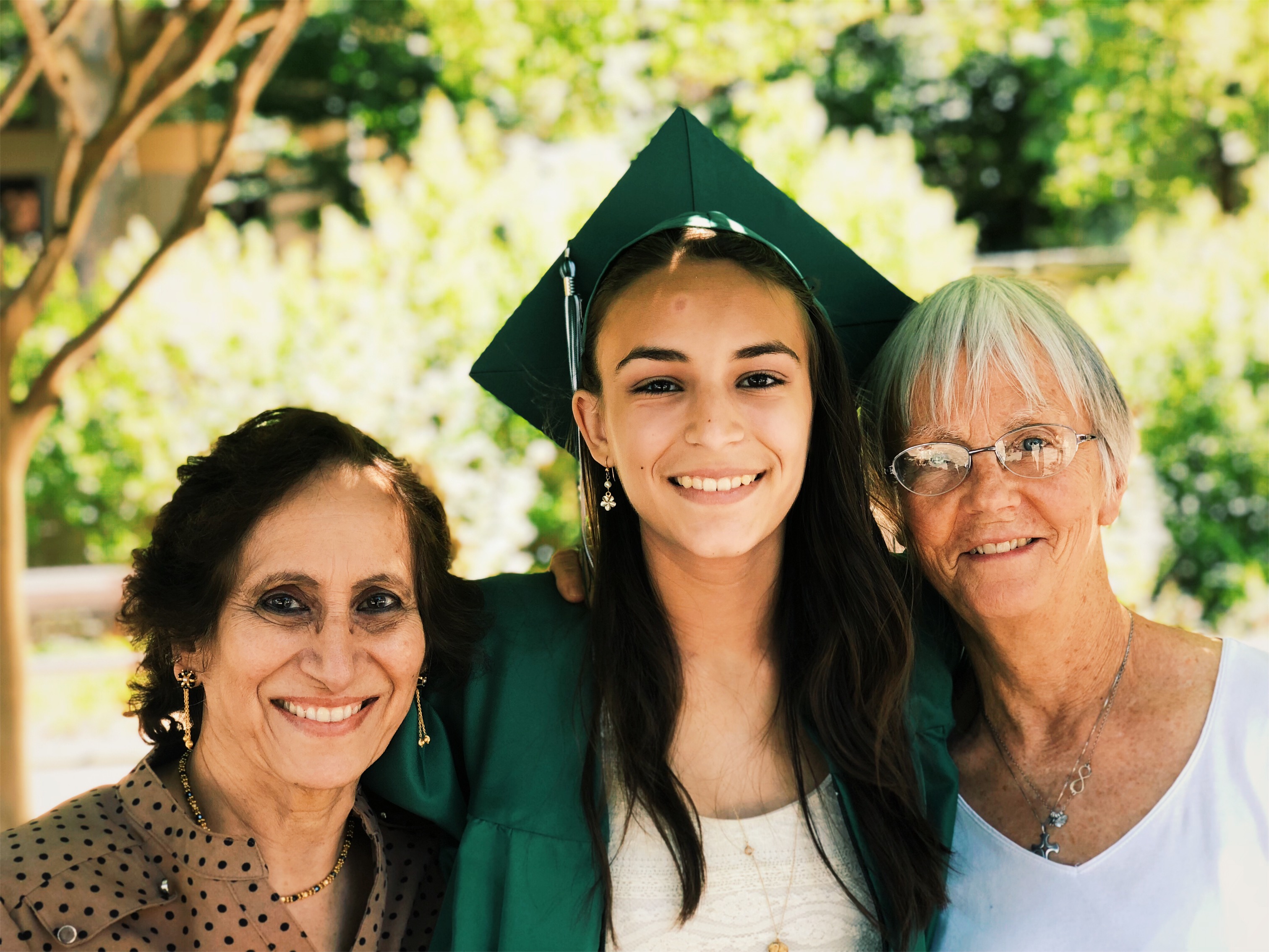The author and her grandmothers, Rekha Gholkar (left) and Terry Atkinson (right).