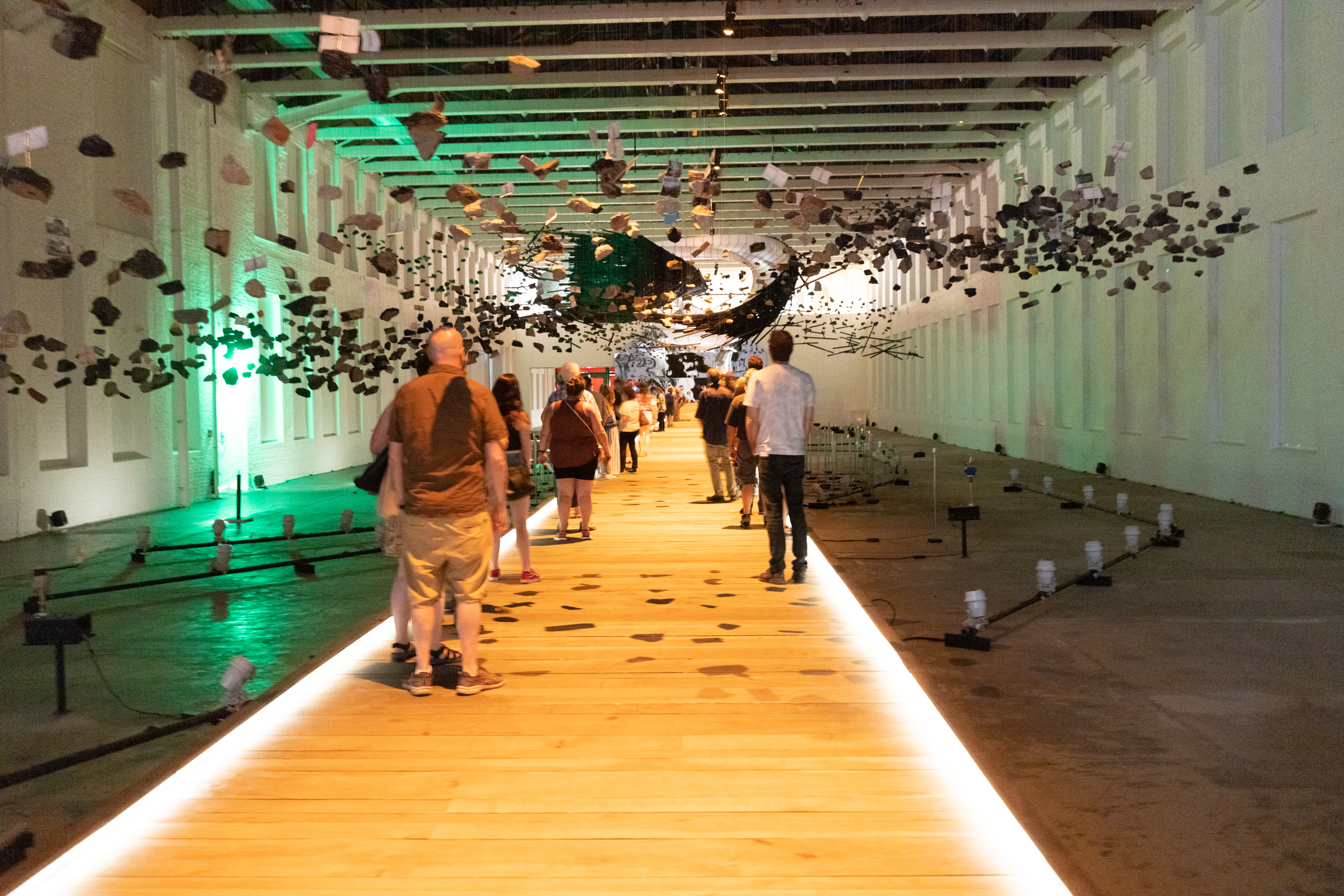 Visitors took in Glenn Kaino's "In the Light of a Shadow" during Community Day at Mass MoCA.