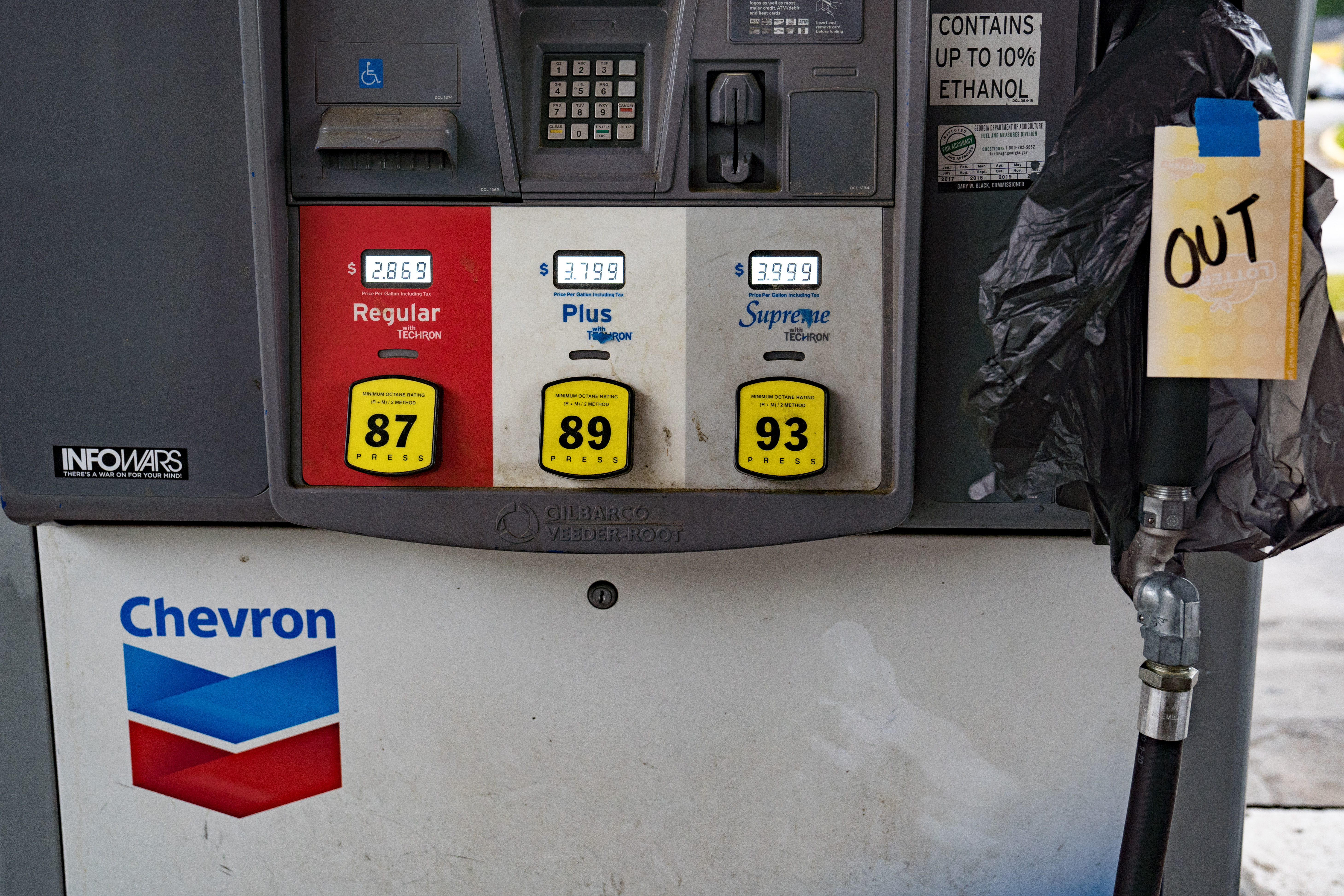 Gas stations began to run out of gasoline after motorists rushed to fill up on Tuesday in Atlanta, Ga.