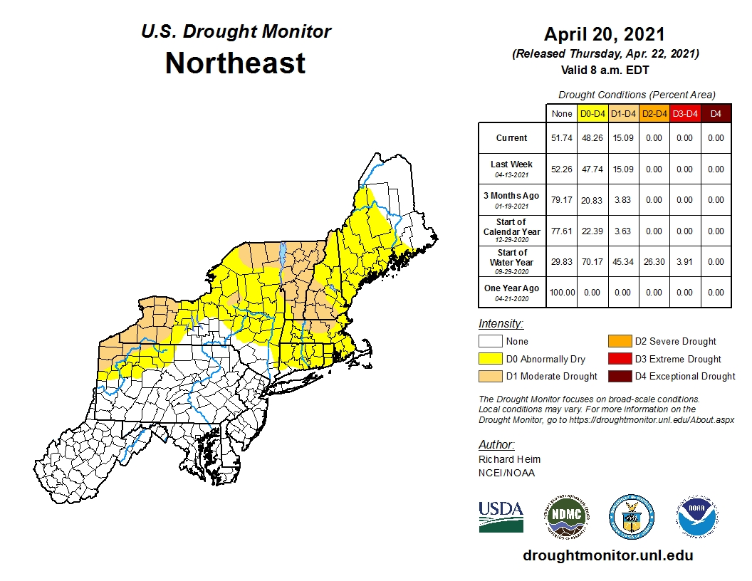 Drought is evident across many areas of the northeast this mid-Spring season.