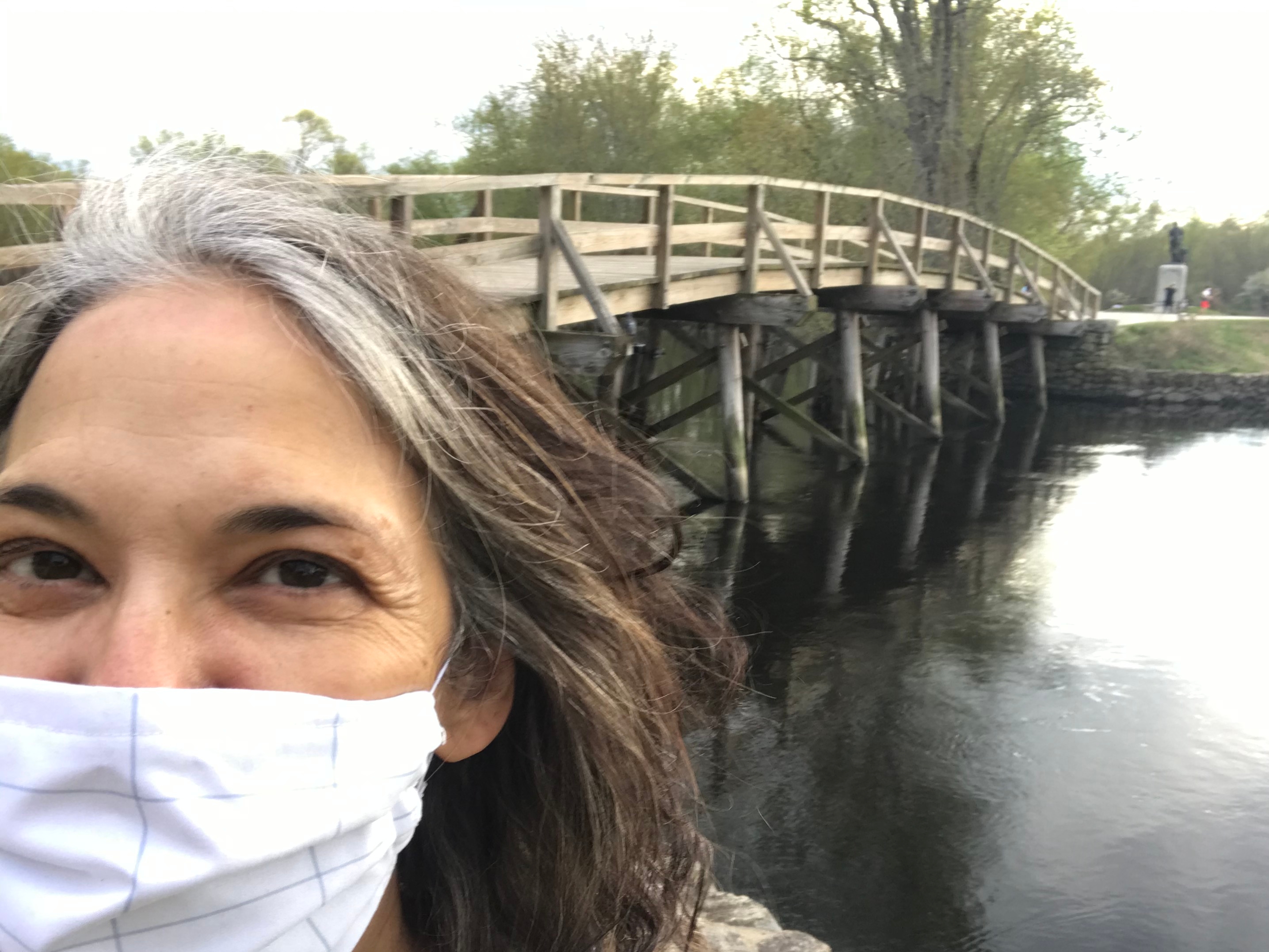 Melinda Lopez at the setting of her audio drama, "By the Rude Bridge," part of Huntington Theatre Company's "Dream Boston" series.