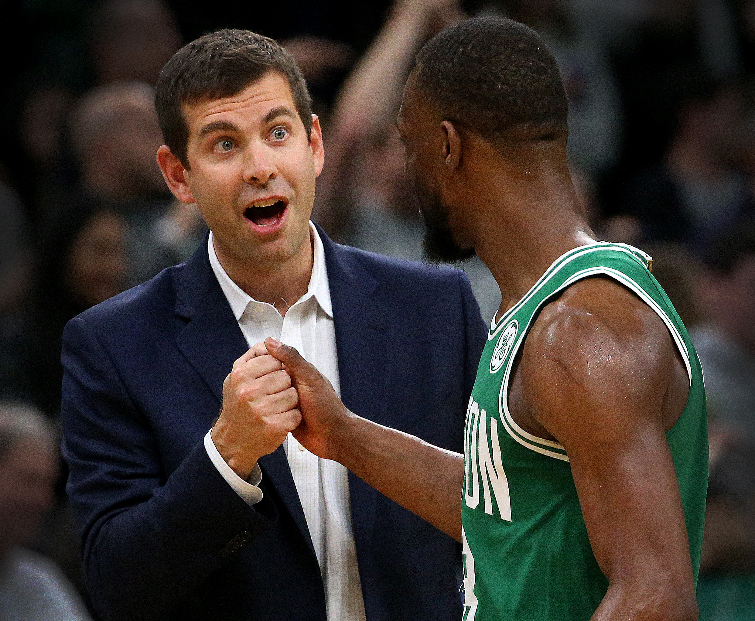 Brad Stevens (left) shipped point guard Kemba Walker (right) to the Thunder Friday in a stunning move.
