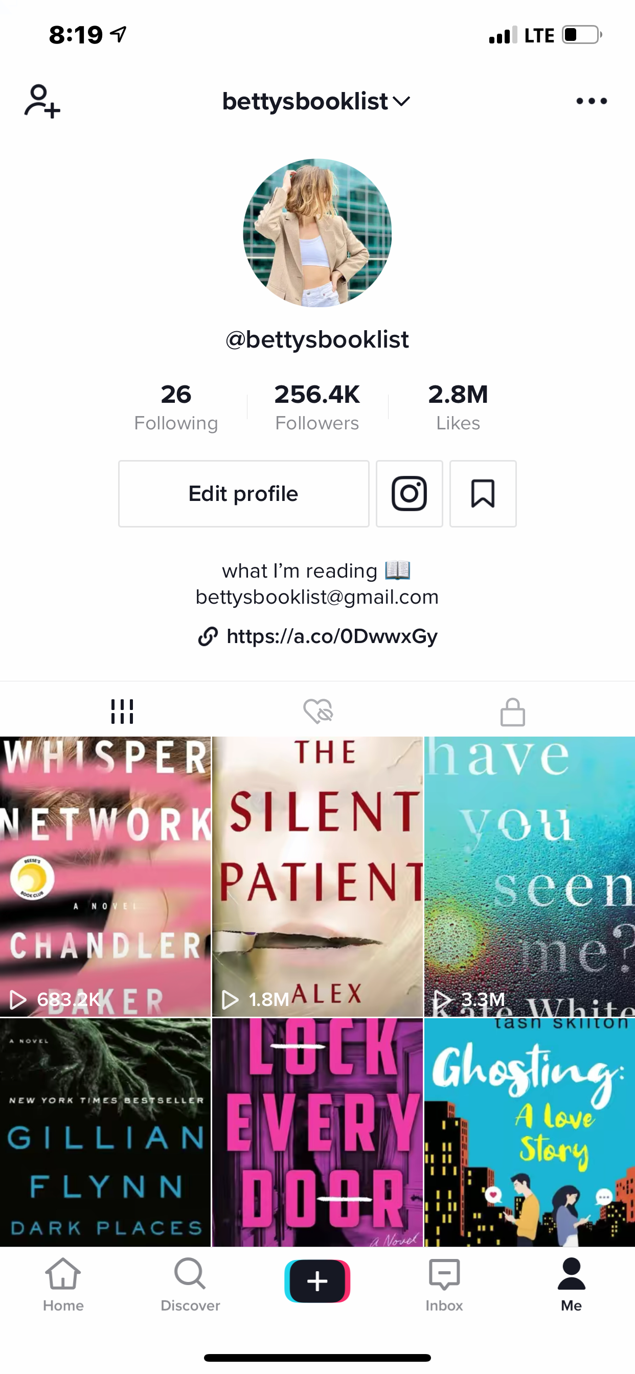 TikTok creator Elizabeth Cayouette's book recommendations account, Betty's Book List