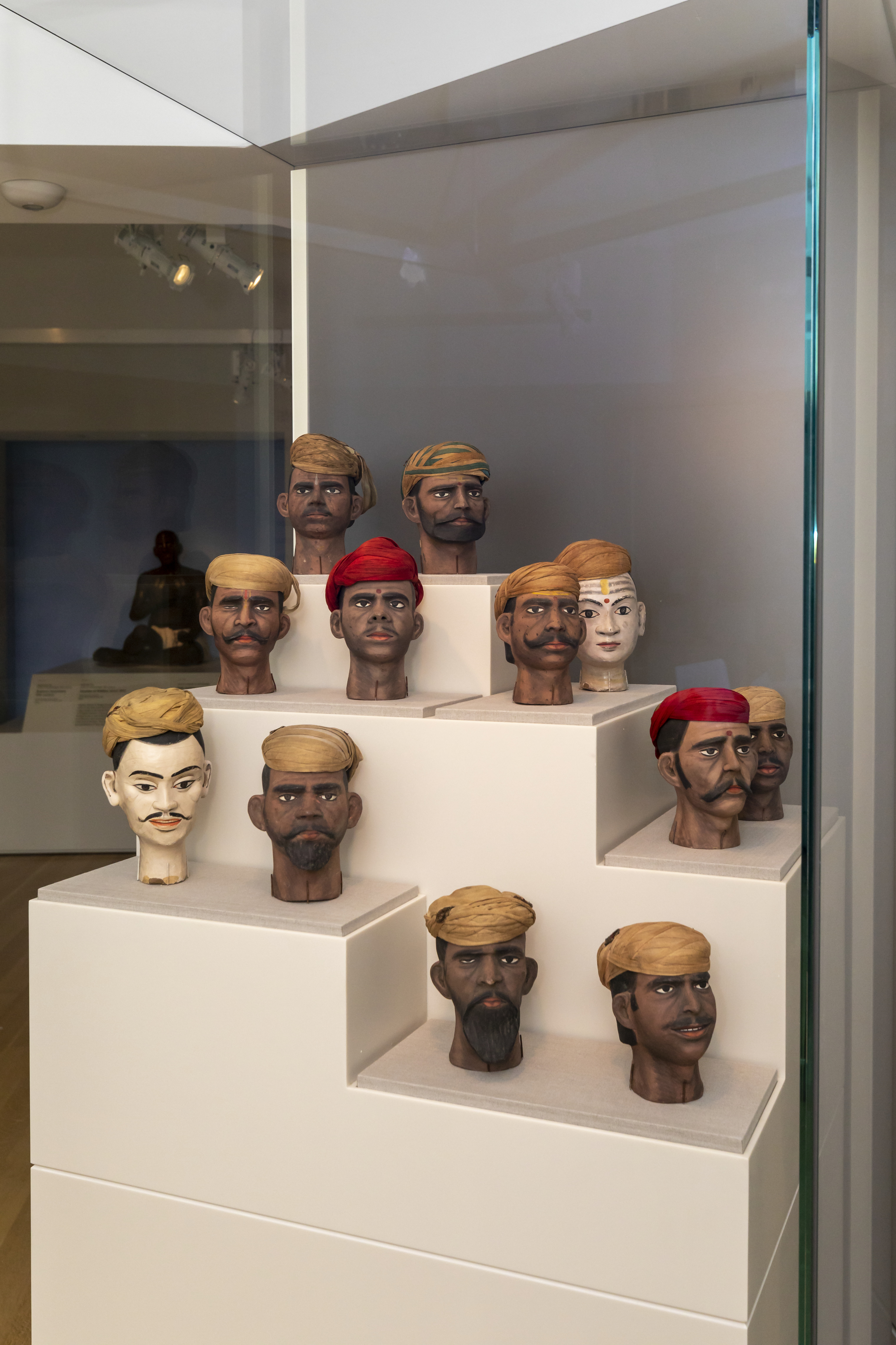 This vitrine full of 19th-century figures greets visitors to the museum's new South Asian galleries.