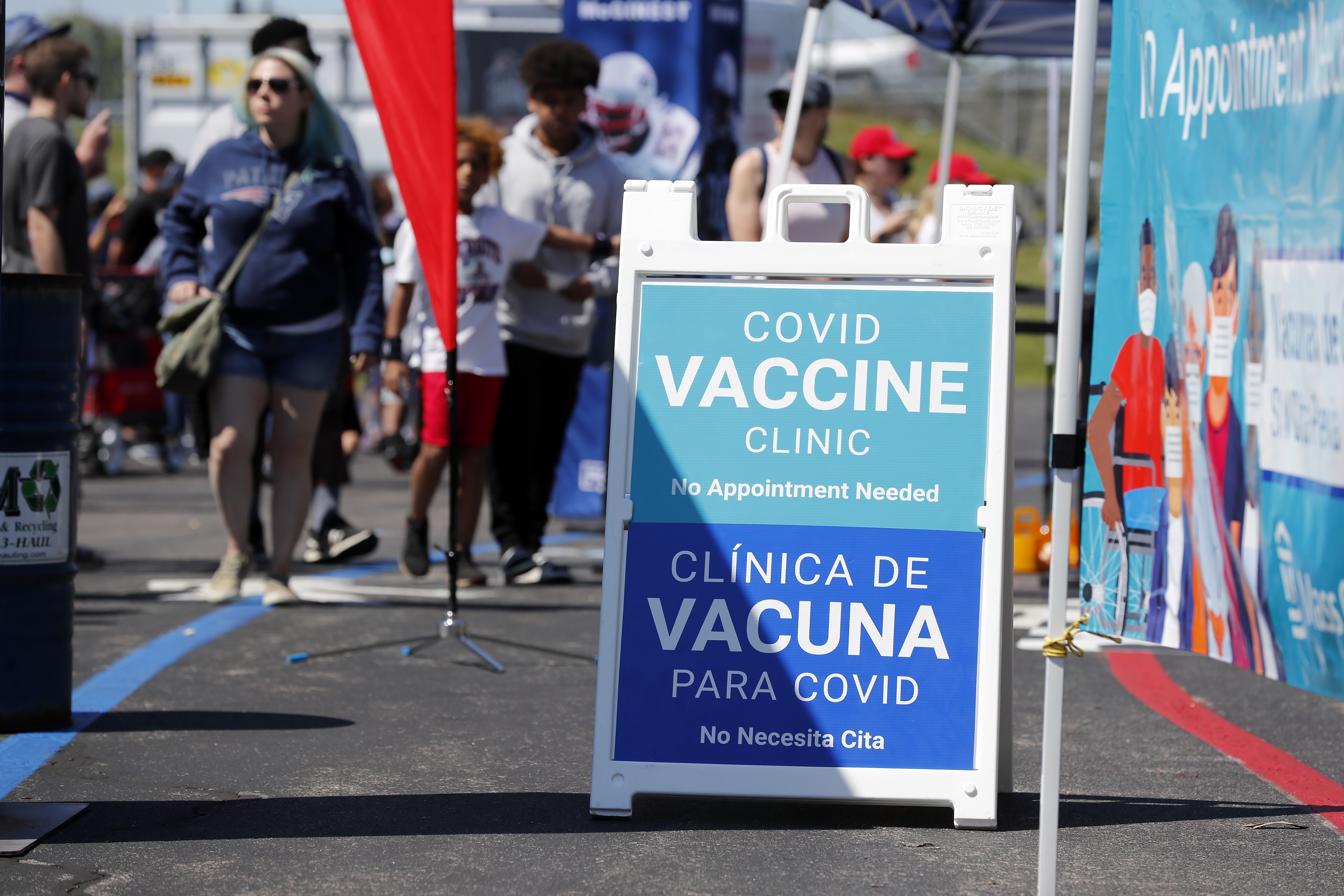 Mobile coronavirus vaccine clinics have been set up at Patriots practices this summer.