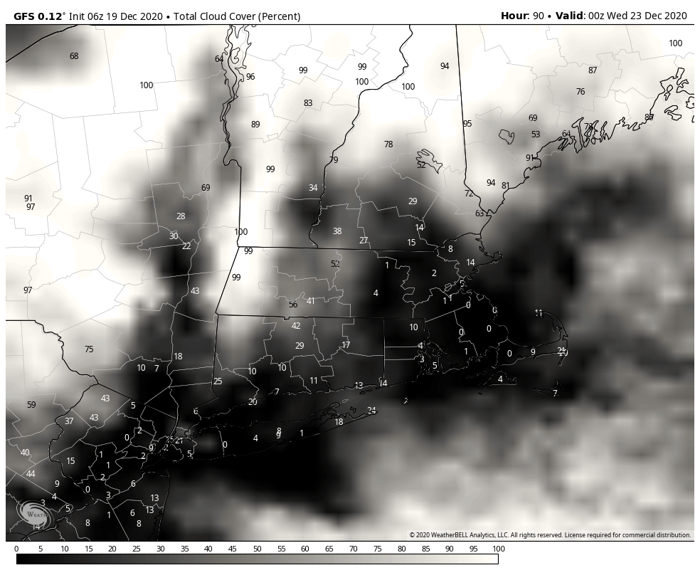 We should see mainly clear skies by Tuesday evening after sunset allowing for a viewing of the "Great Conjunction"