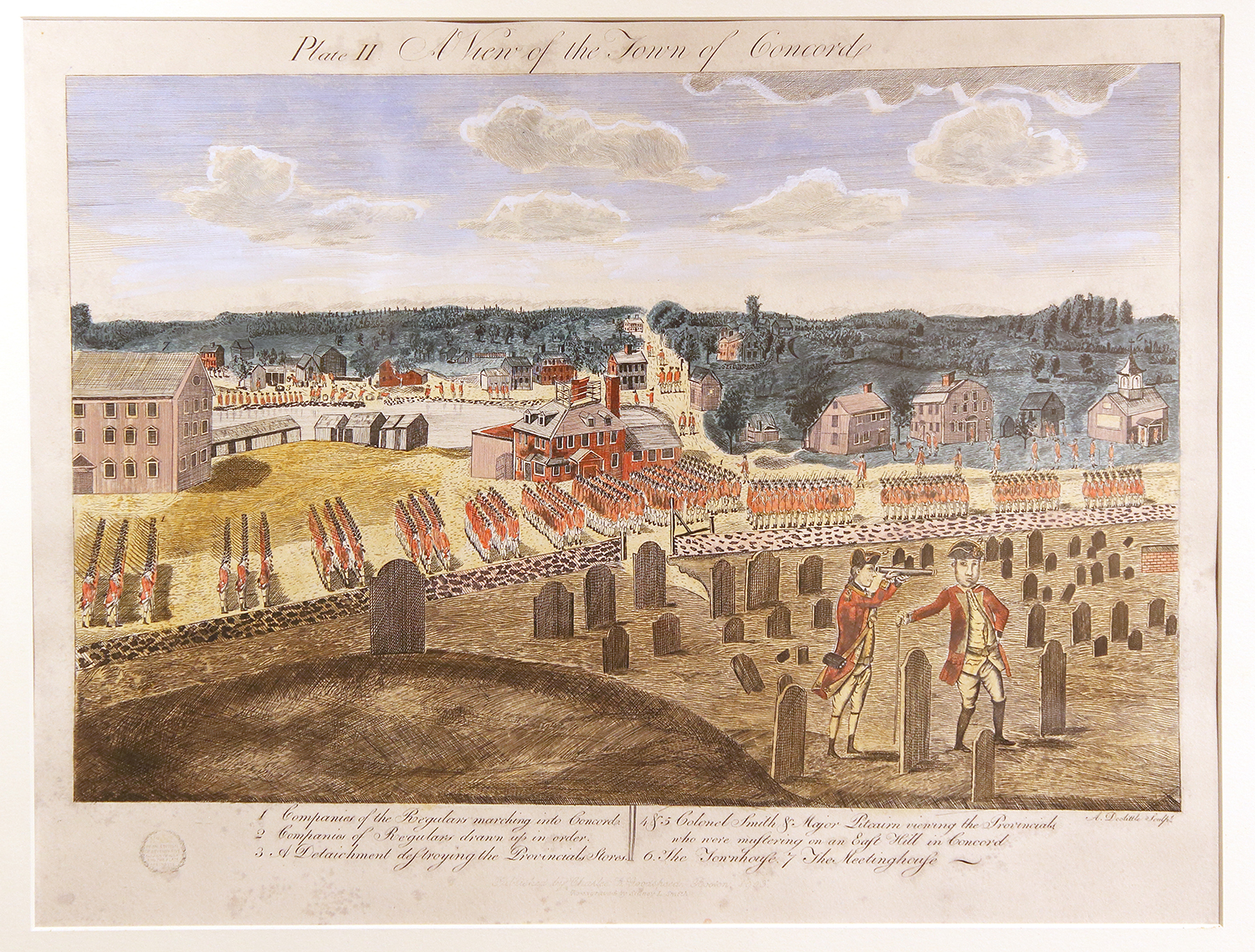 "A View of the Town of Concord" plate by Sidney L. Smith after Amos Doolittle, 1903.