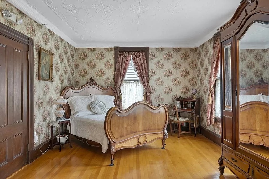 One of the seven bedrooms at 306 French St. in Fall River.