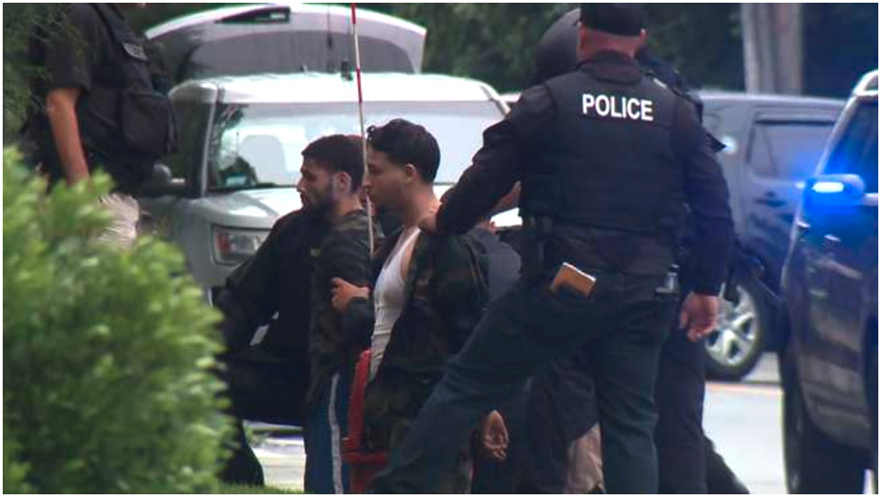 Suspects were arrested after armed men were stopped on I-95 in Wakefield.