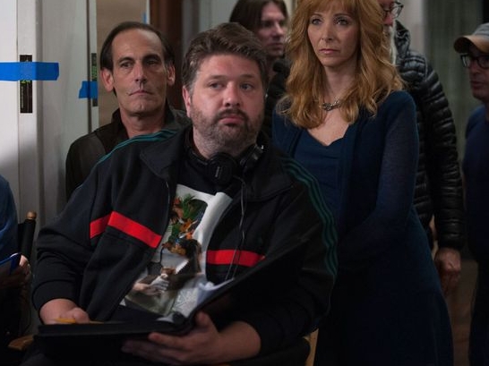 Lance Barber (center) with Lisa Kudrow (right) in "The Comeback."
