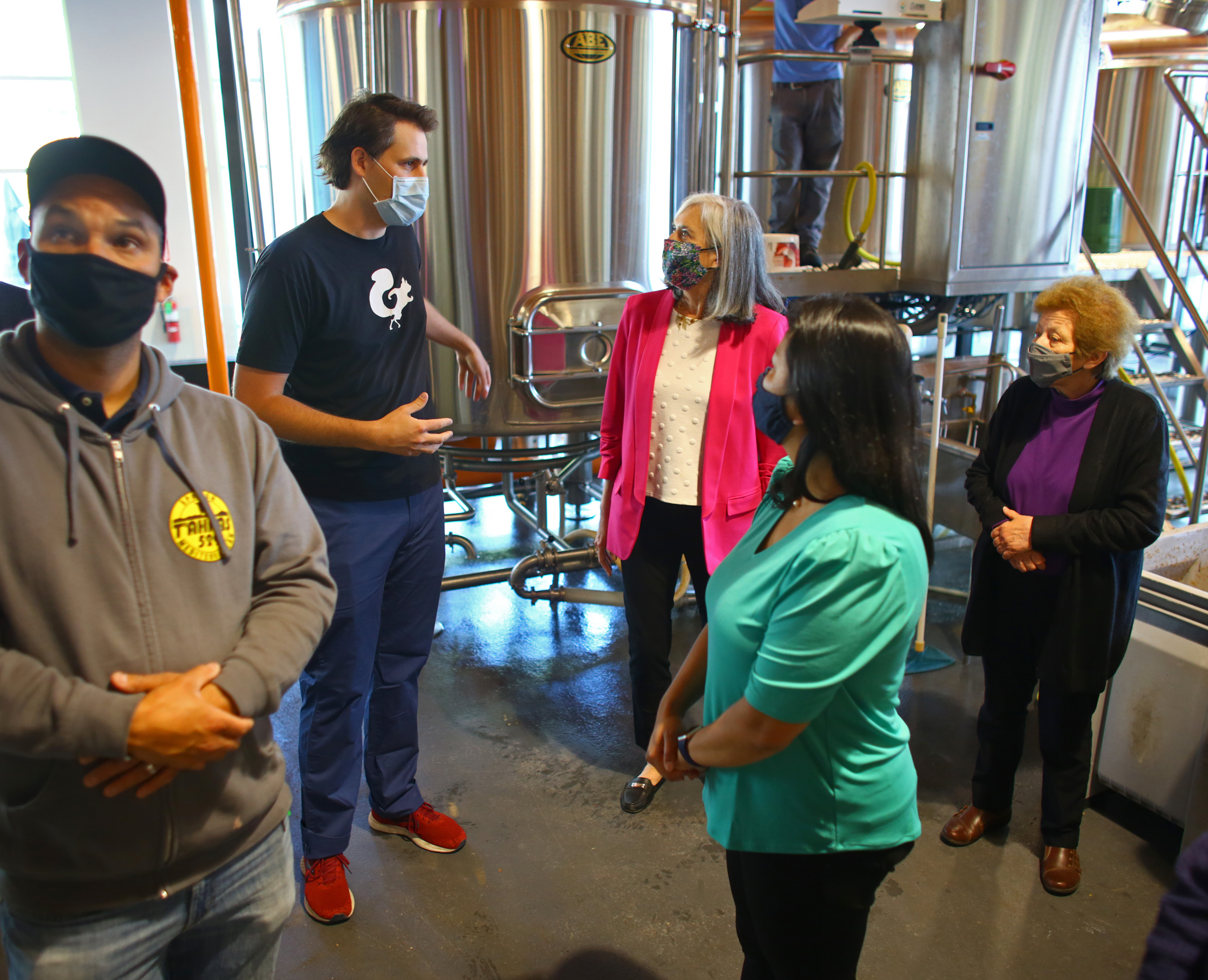US Rep. Katherine Clark toured the Mighty Squirrel Brewing Co. in Waltham Thursday to discuss Small Business Administration stimulus funds.