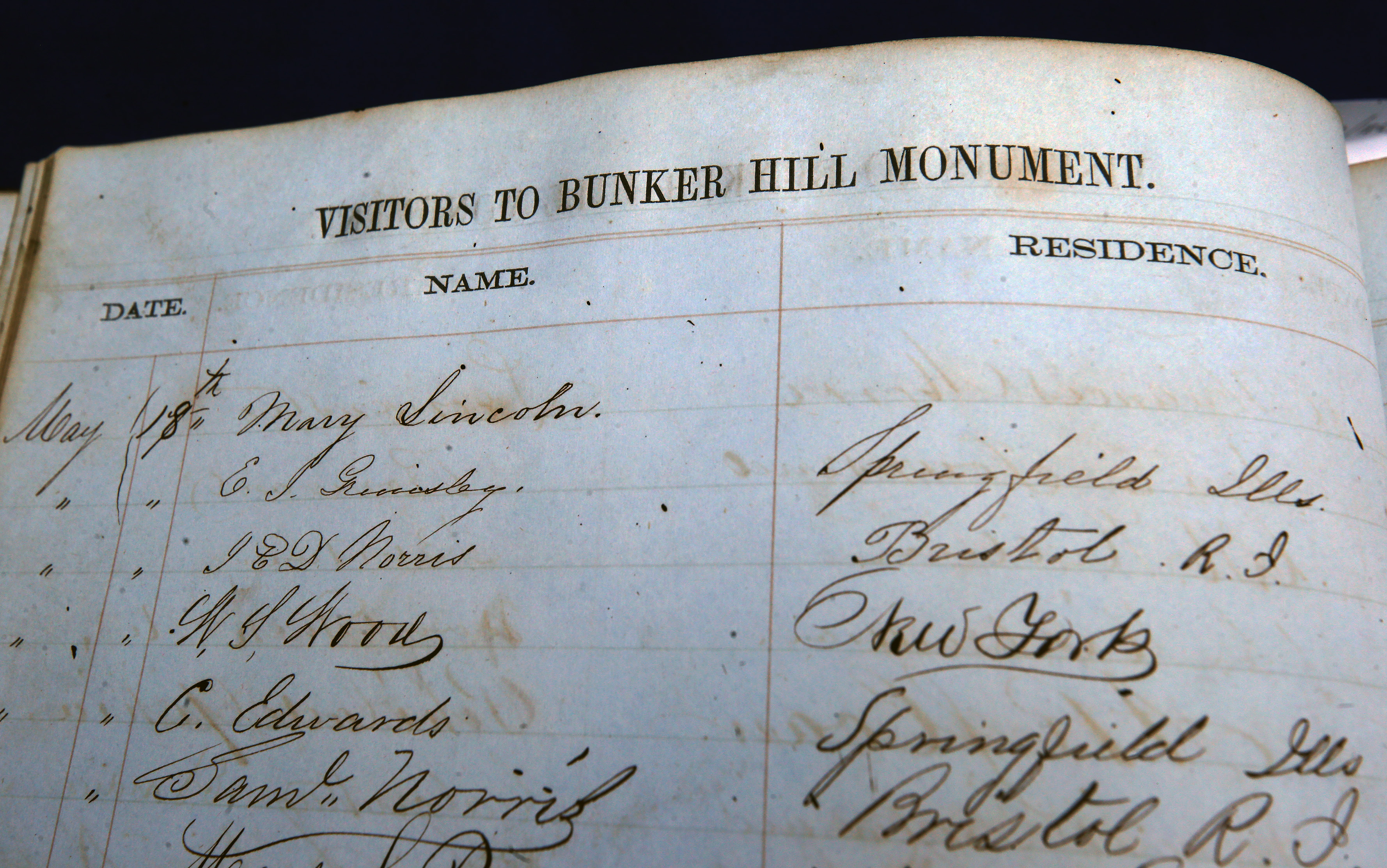 First lady Mary Lincoln was among the visitors who signed the book in the mid-1800s.