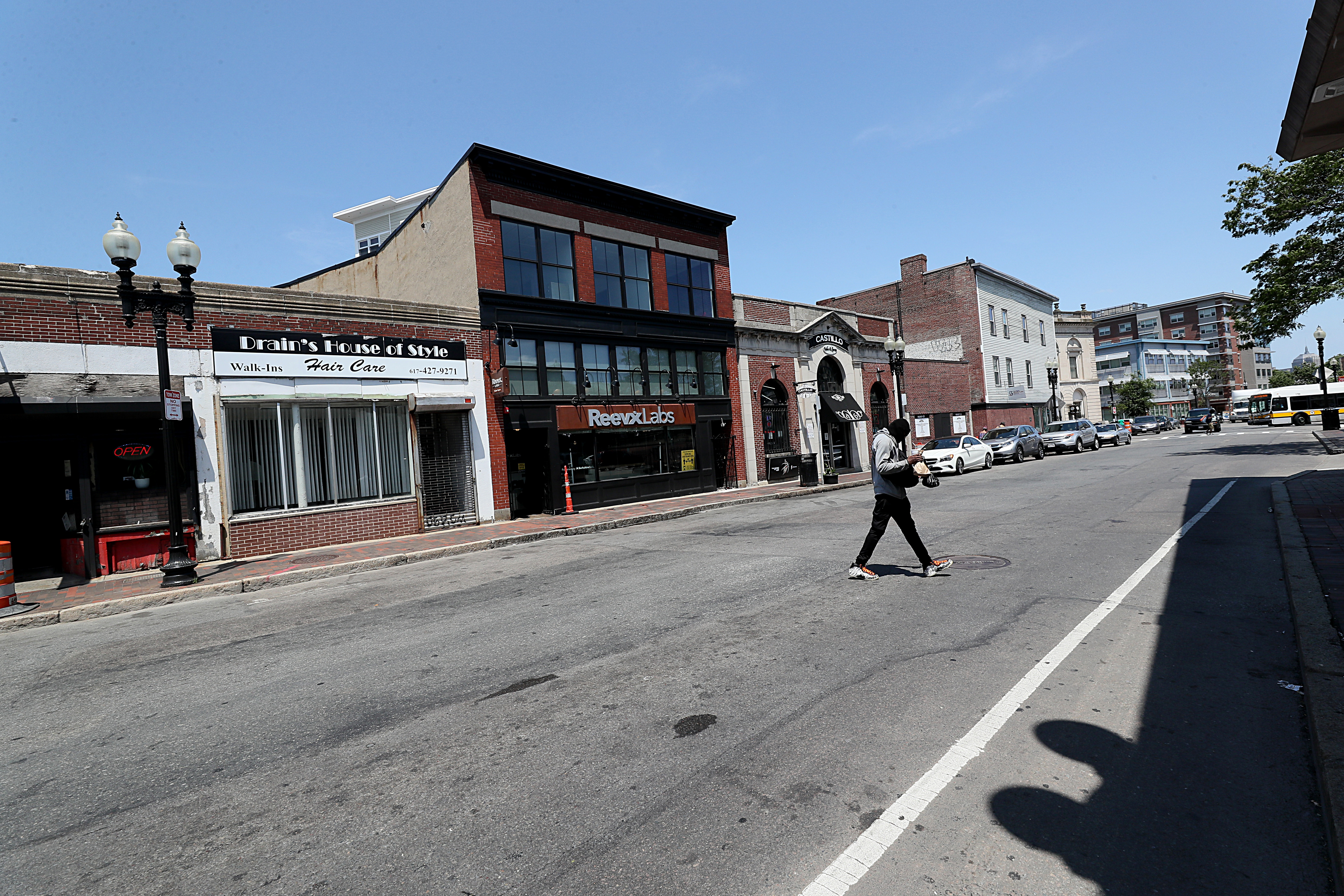 Washington Street in Nubian Square offers few trees.